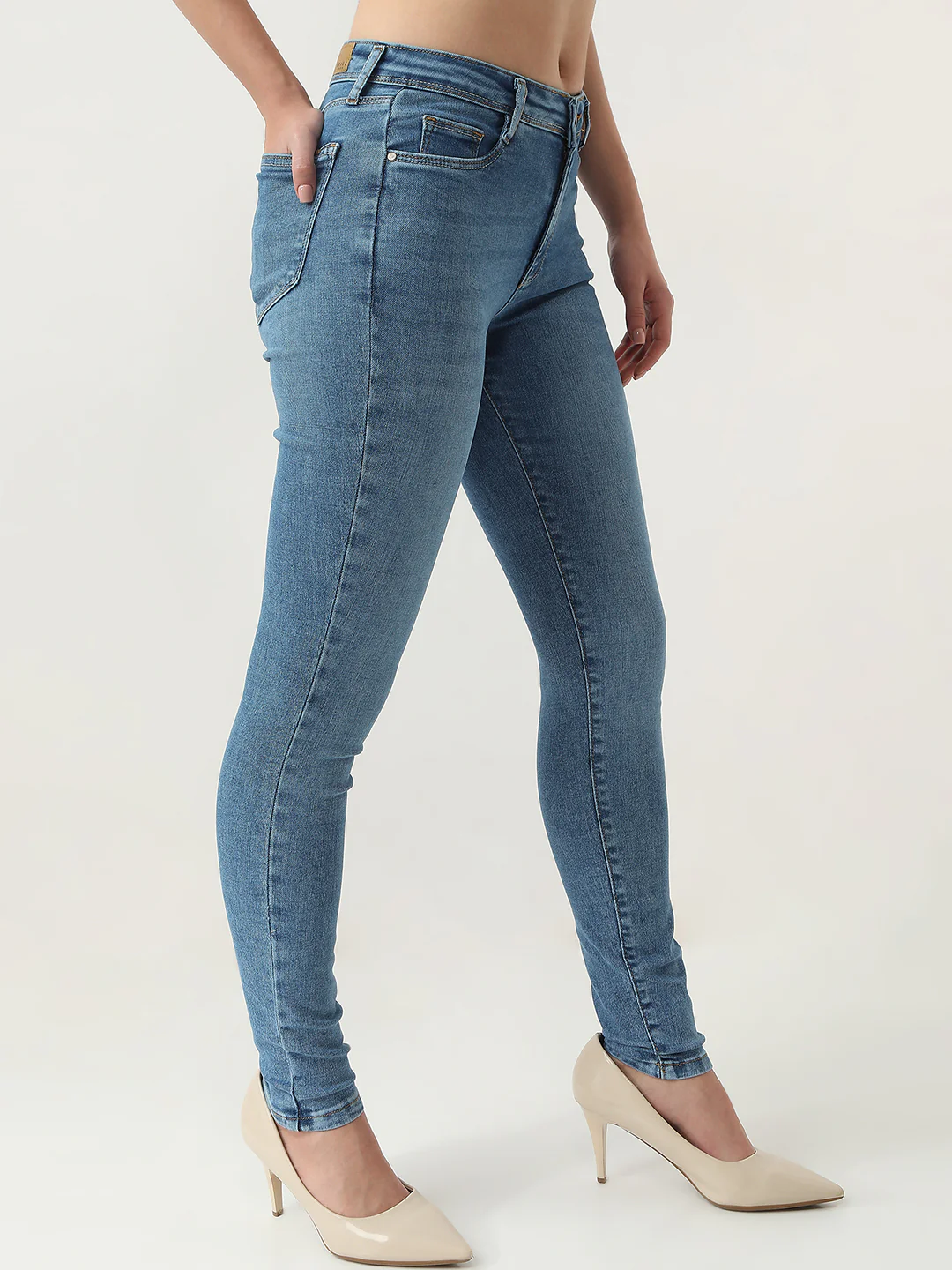 Women Blue High-Rise Skinny Jeans - Image 5