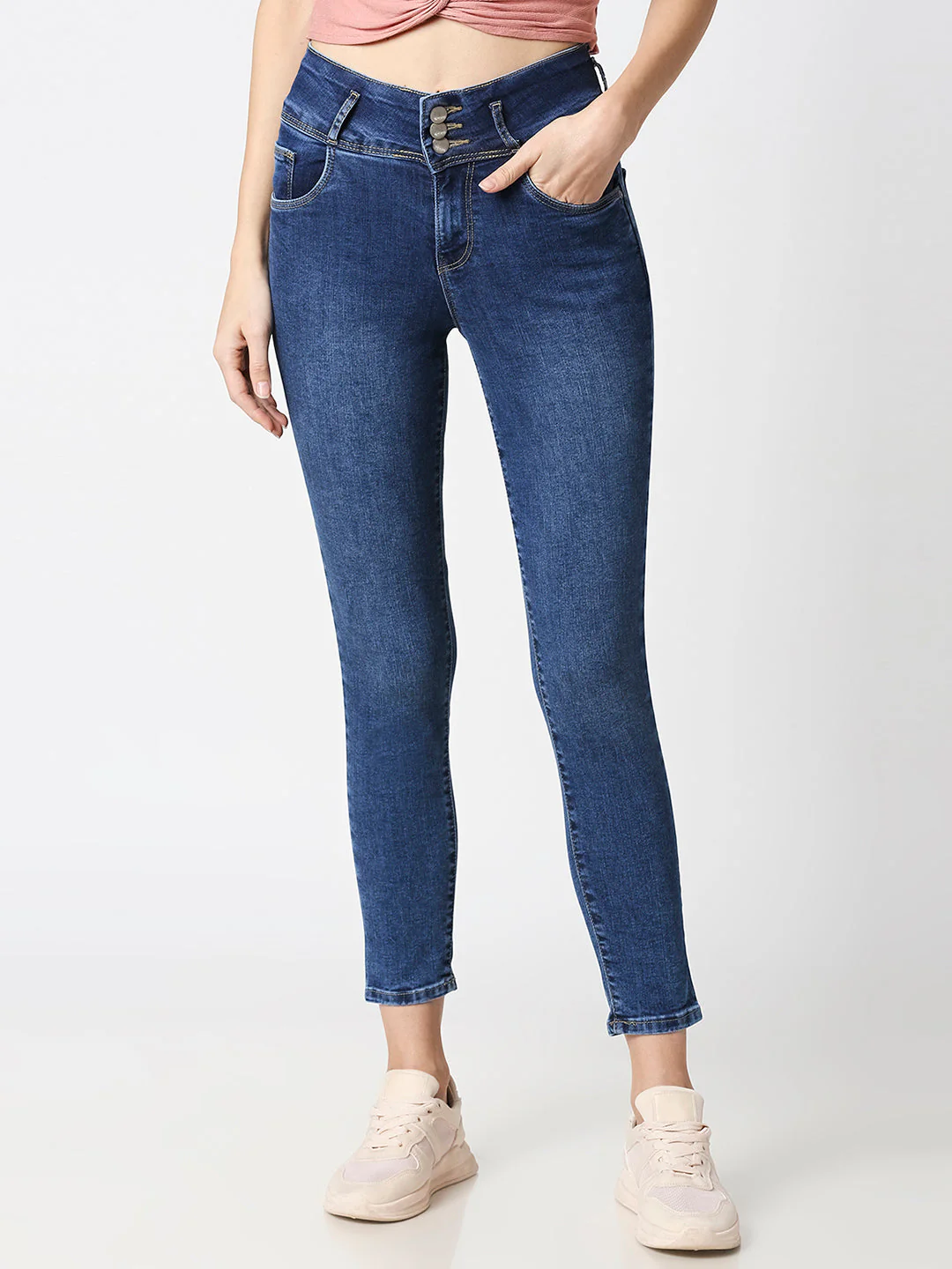 Women Blue High-Rise Skinny Jeans - Image 2