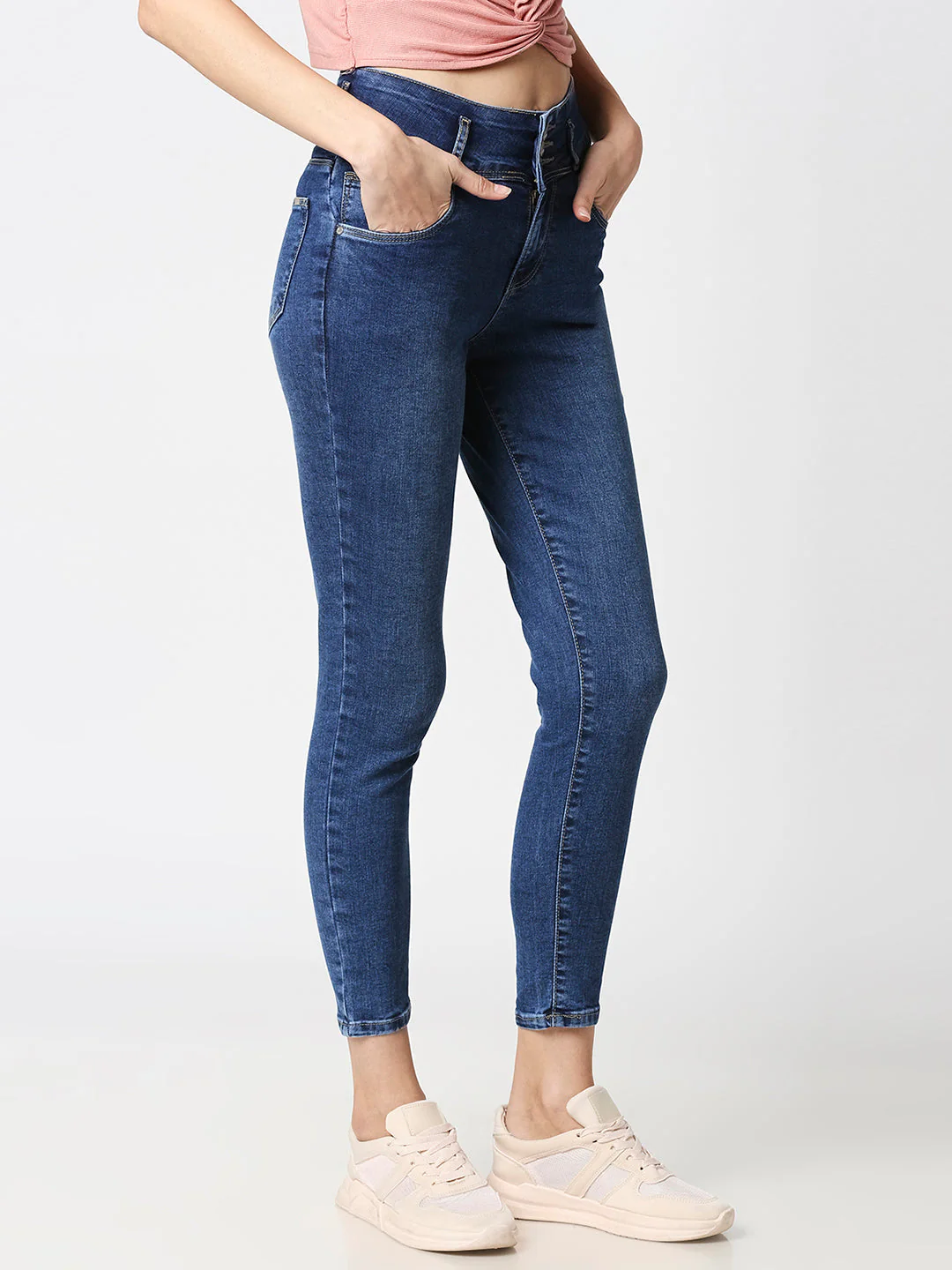 Women Blue High-Rise Skinny Jeans - Image 4