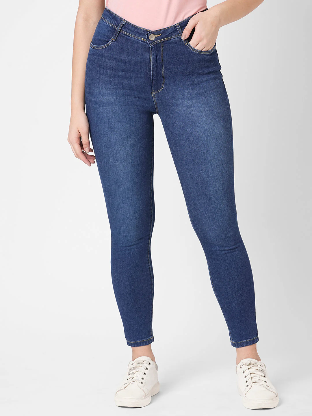 Women Blue High-Rise Skinny Jeans - Image 2