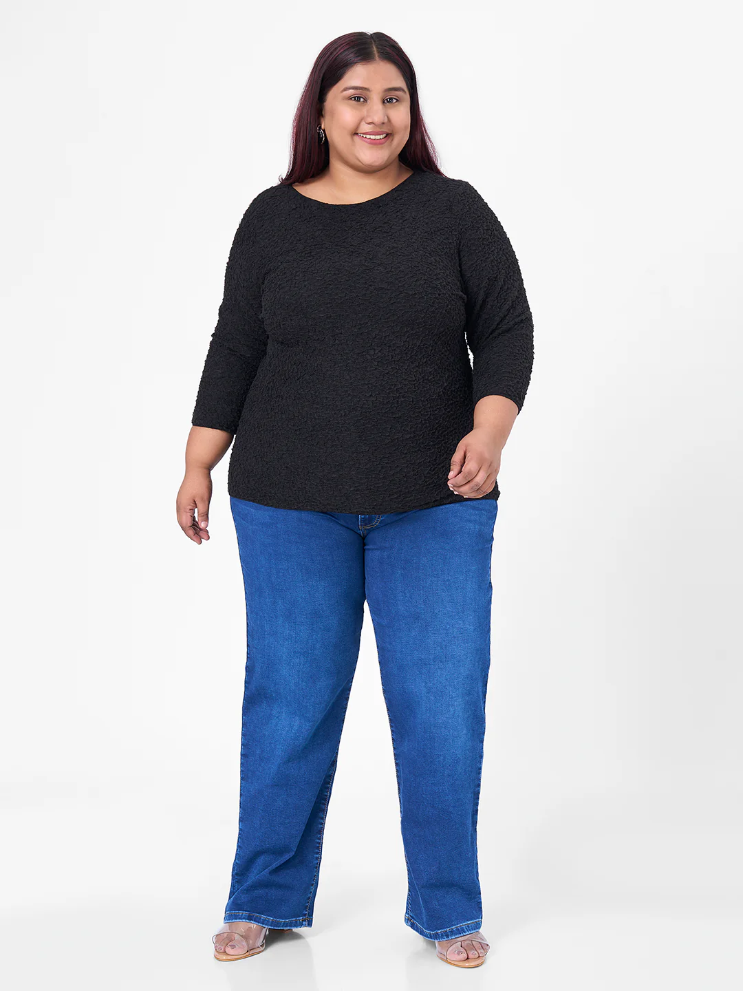 Kraus Kurve Women Blue High-Rise Slim Straight Fit Jeans - Image 3