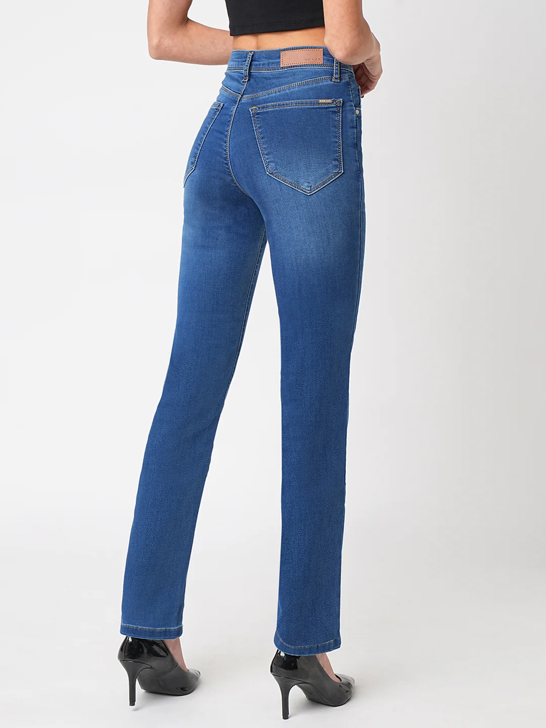 Women Blue High-Rise Slim Straight Fit Jeans - Image 3