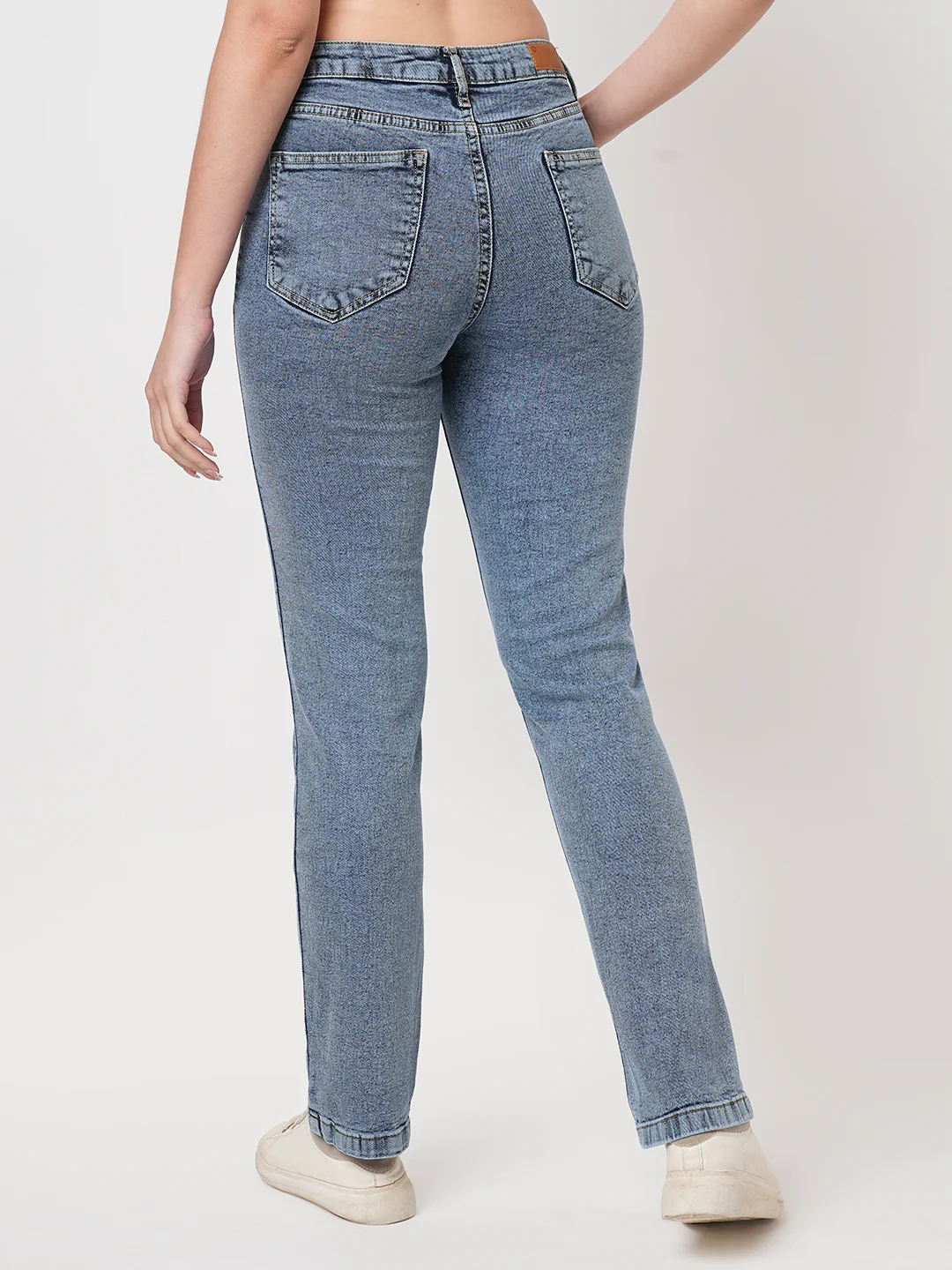 Women Blue High-Rise Slim Straight Fit Jeans - Image 3
