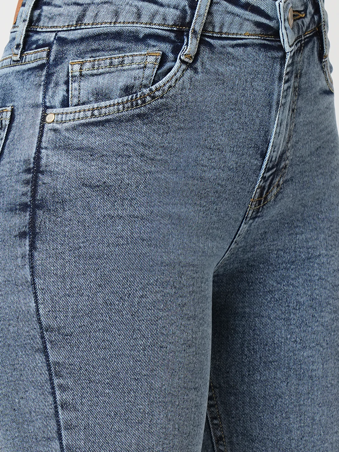 Women Blue High-Rise Slim Straight Fit Jeans - Image 5