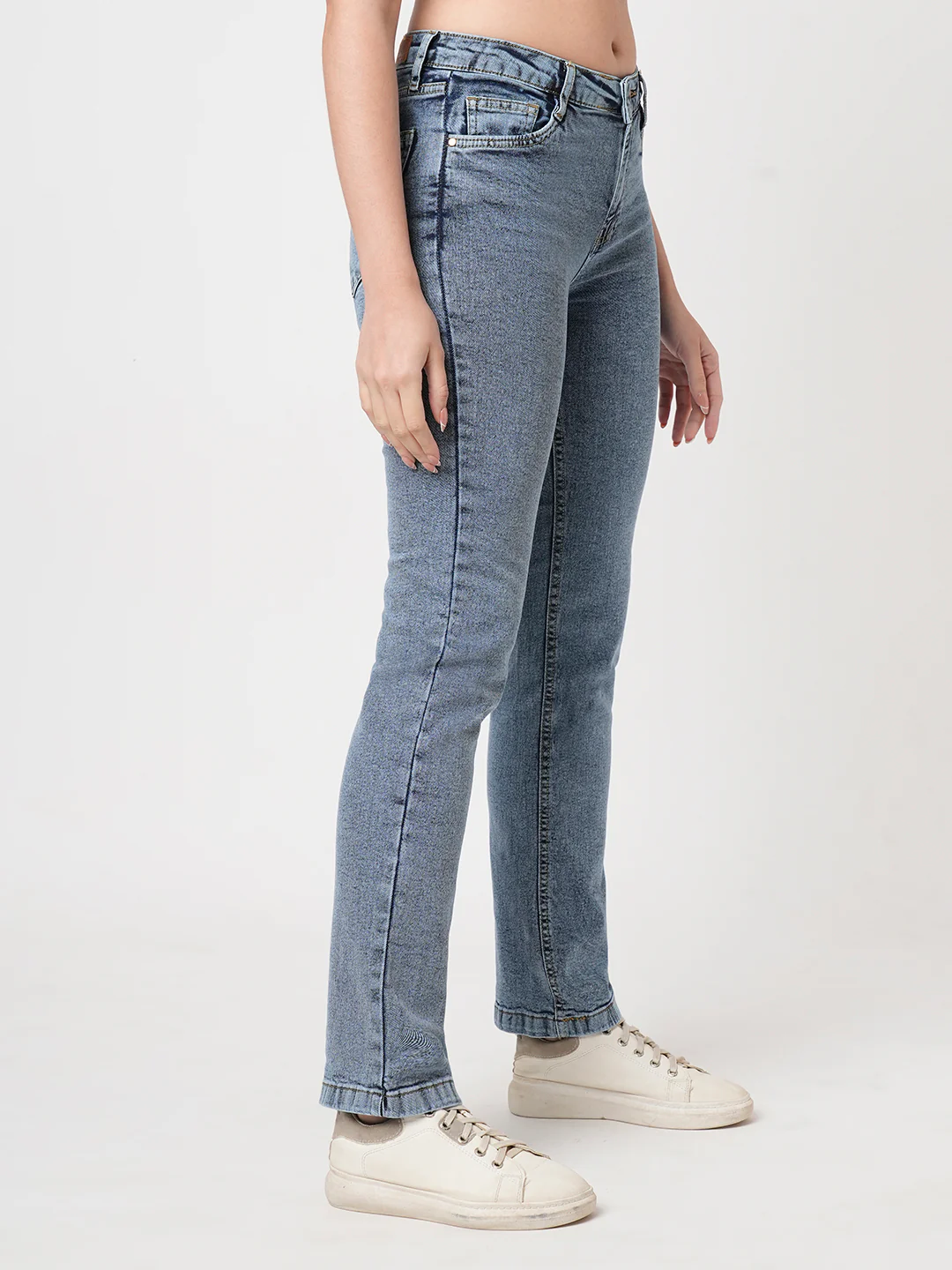 Women Blue High-Rise Slim Straight Fit Jeans - Image 6