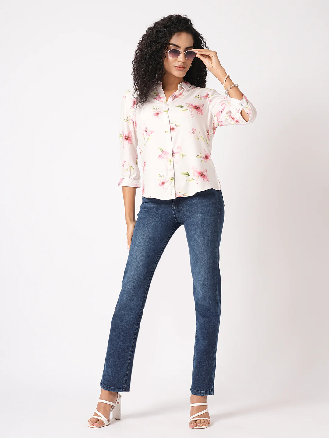 Women Blue High-Rise Slim Straight Fit Jeans - Image 4