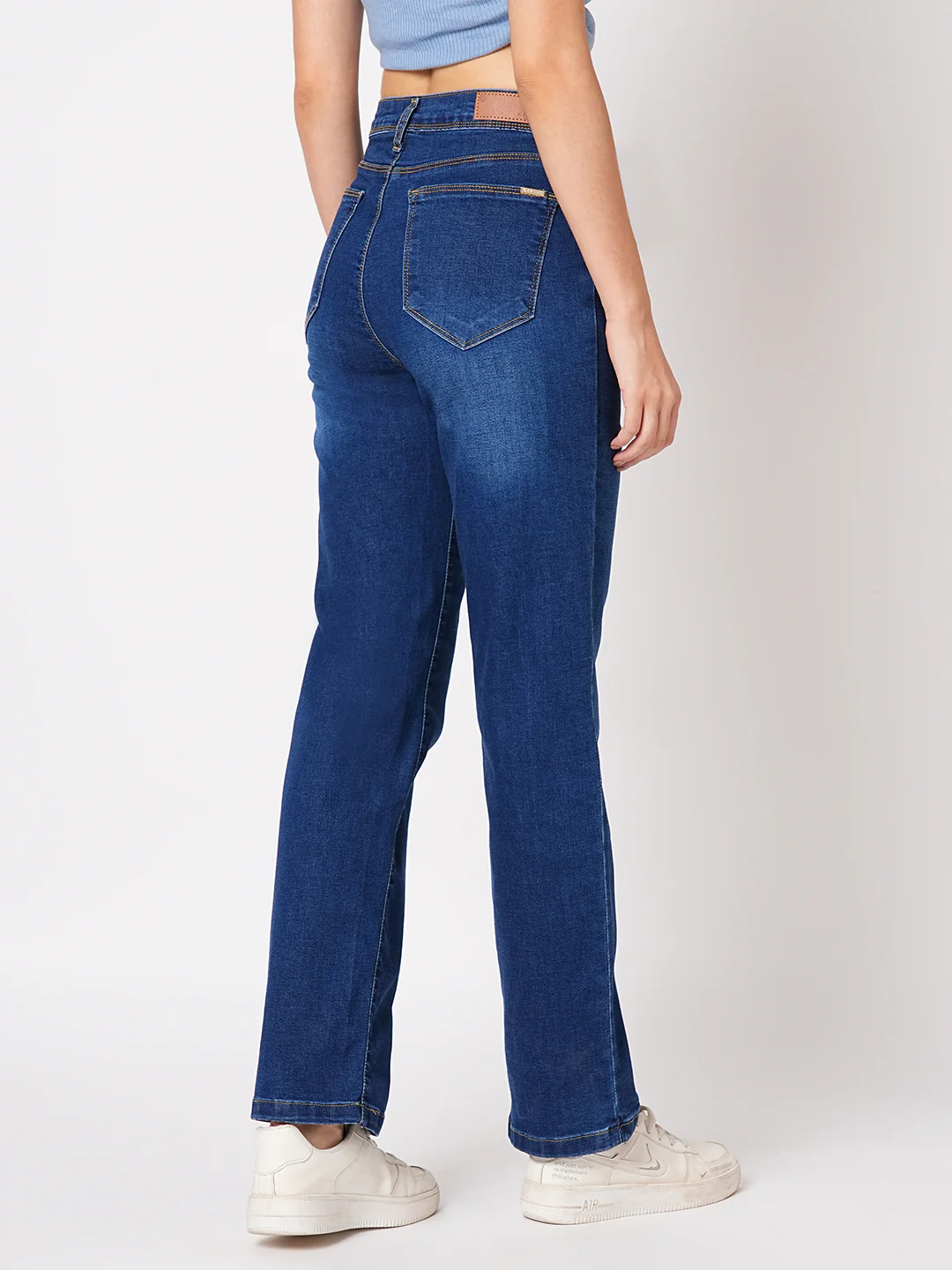 Women Blue High-Rise Slim Straight Fit Jeans - Image 3