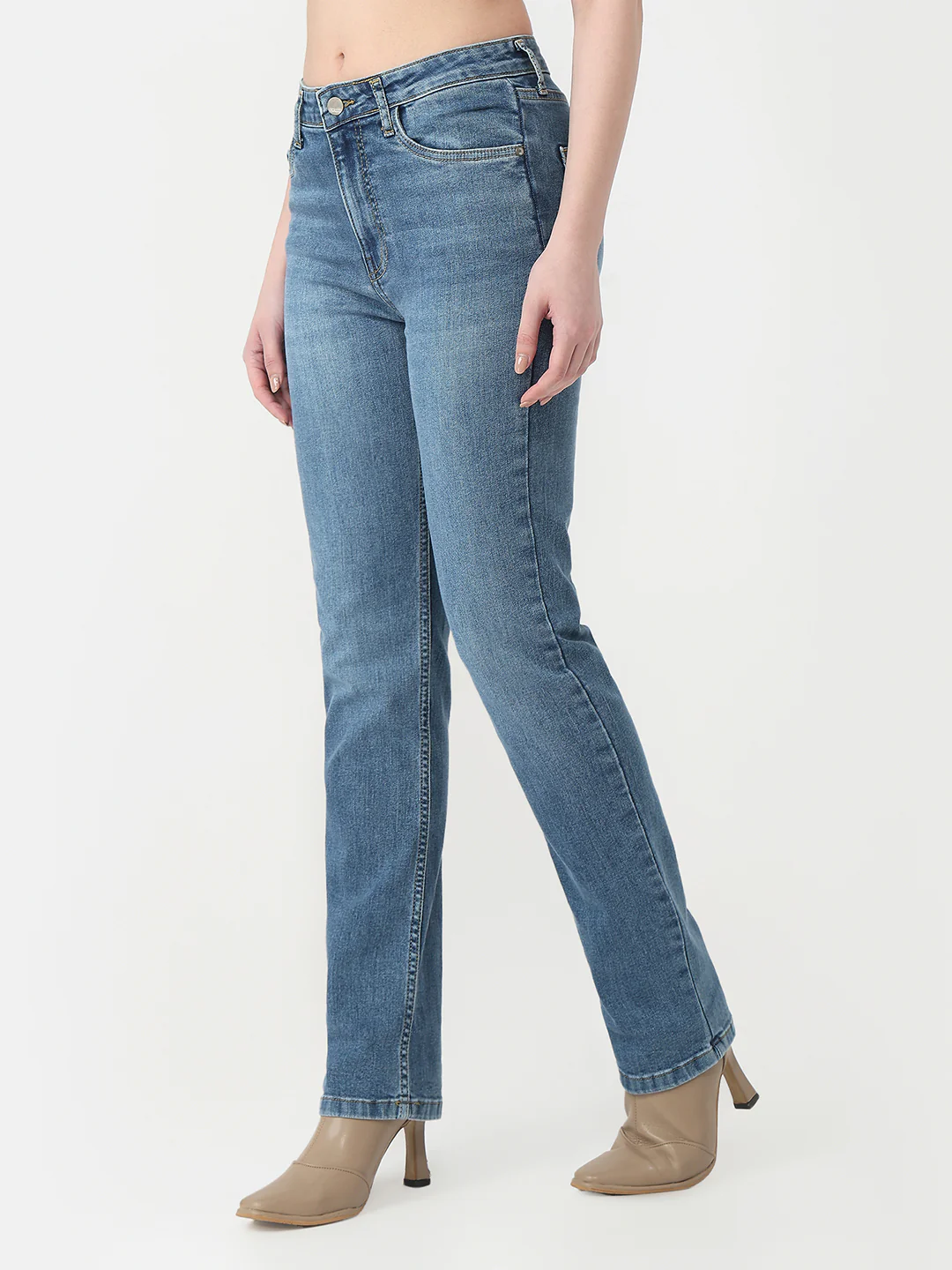 Women Blue High-Rise Slim Straight Jeans - Image 8