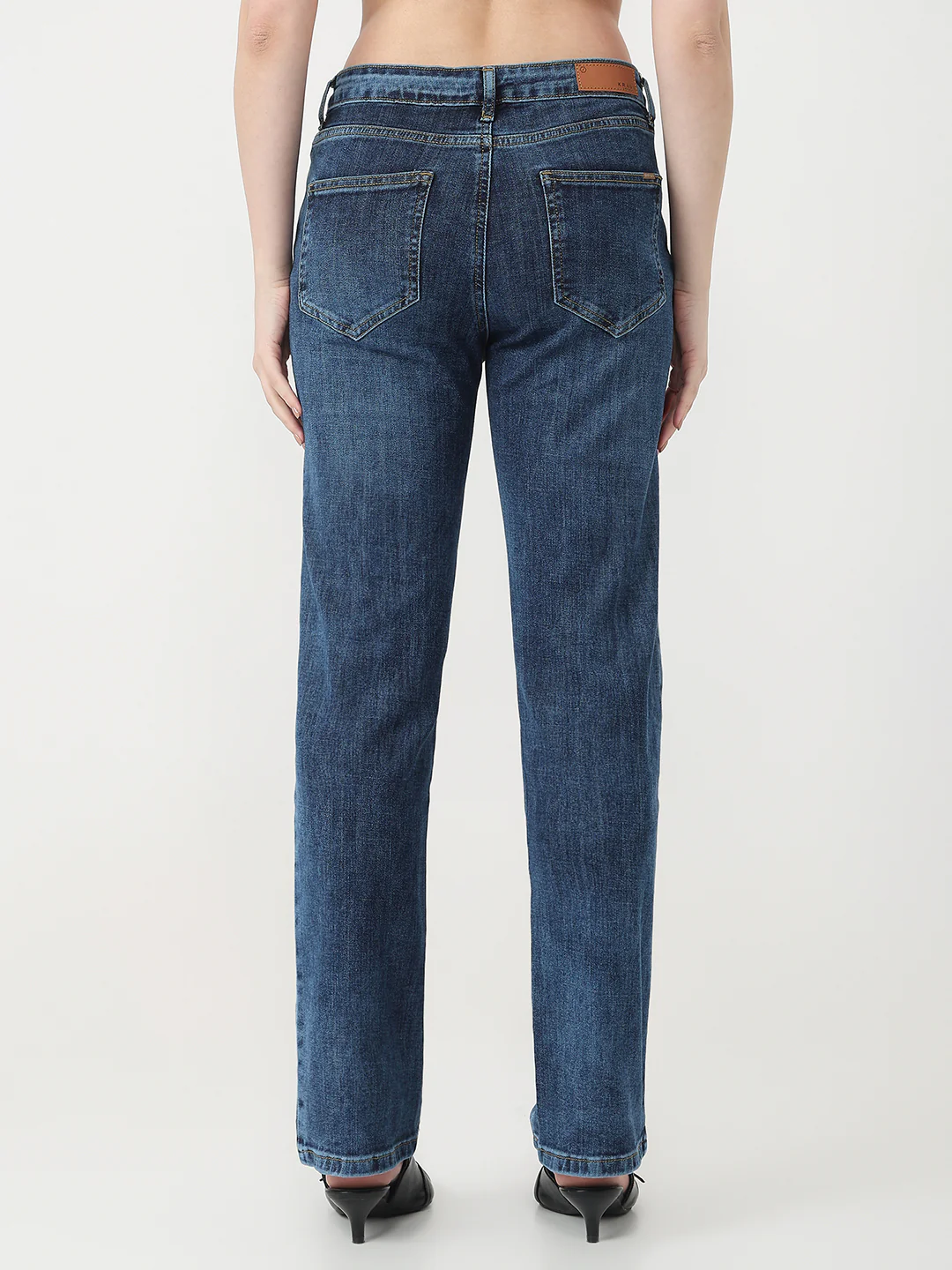 Women Blue High-Rise Slim Straight Jeans - Image 3