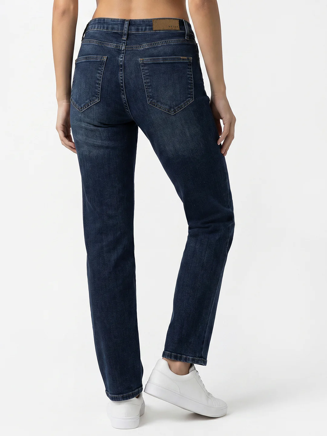 Women Blue High-Rise Slim Straight Jeans - Image 3