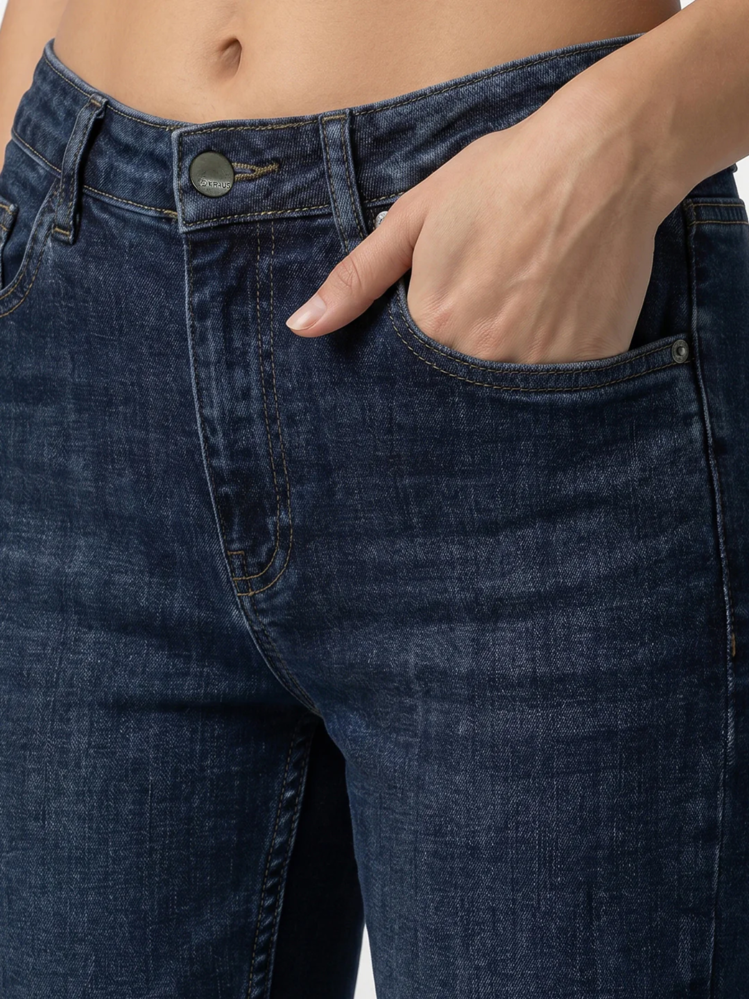 Women Blue High-Rise Slim Straight Jeans - Image 5