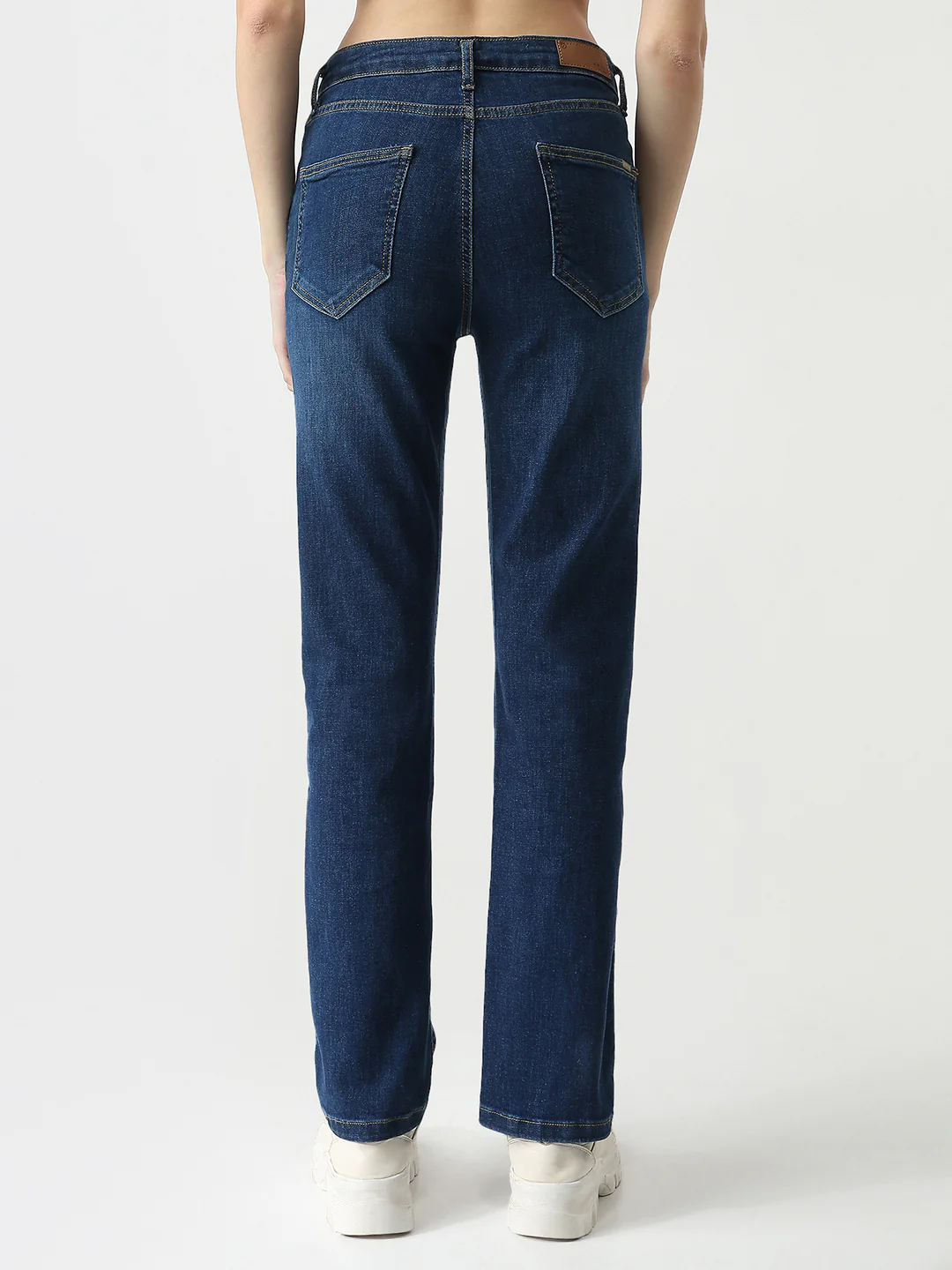 Women Blue High-Rise Slim Straight Jeans - Image 3