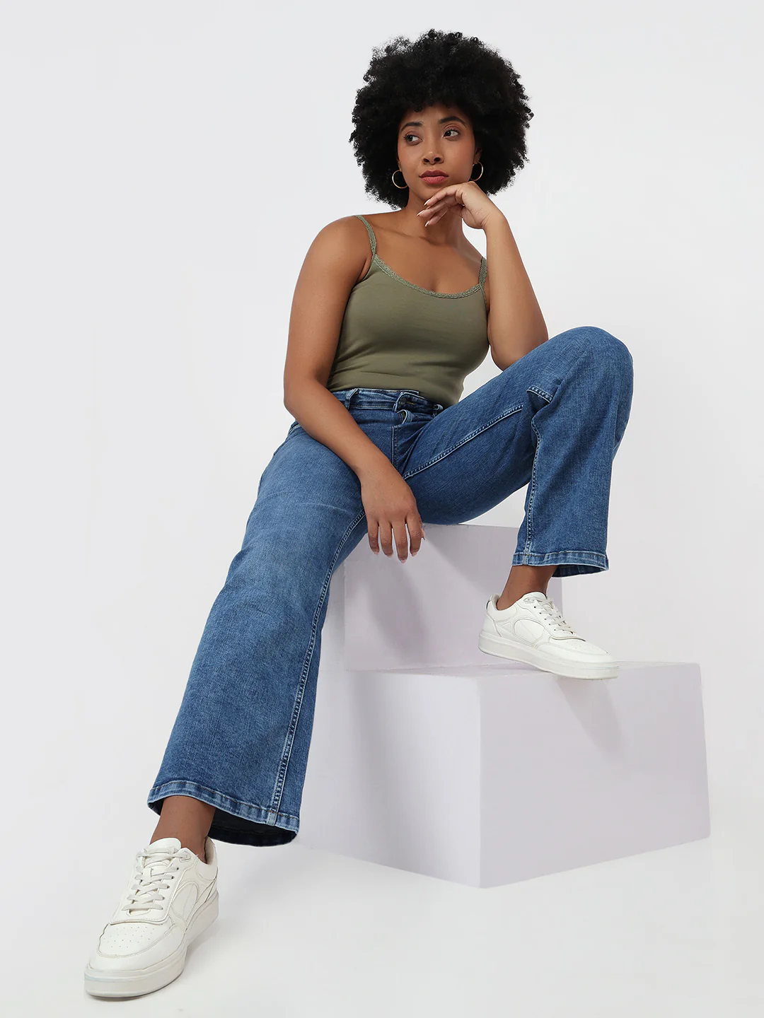 Women Blue High-Rise Straight Fit Jeans