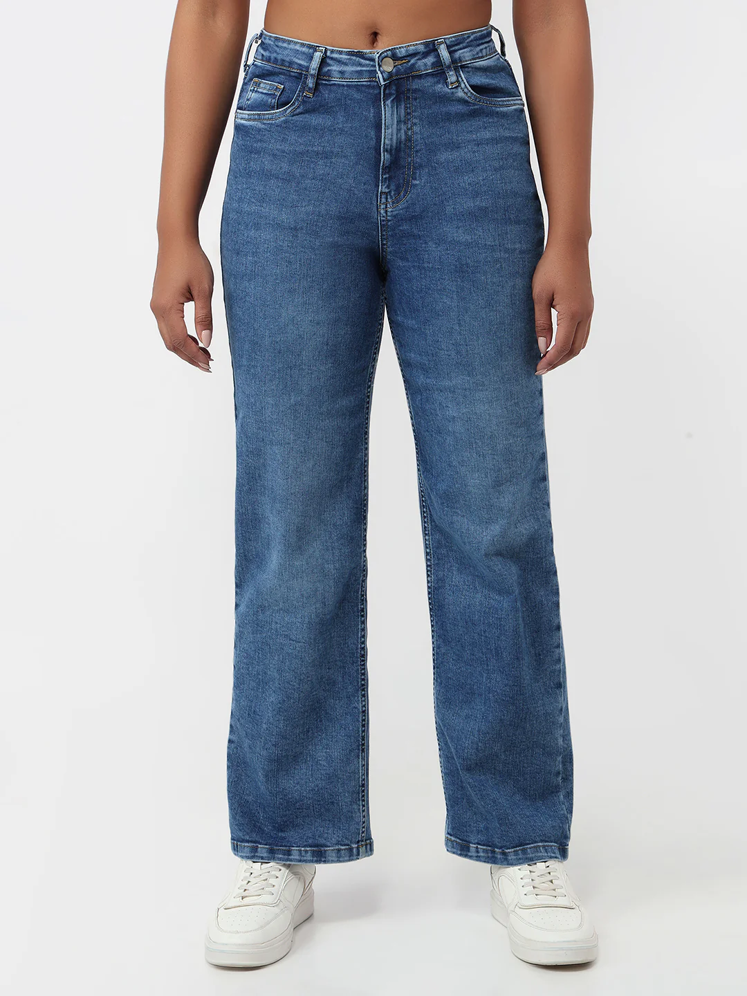 Women Blue High-Rise Straight Fit Jeans - Image 2