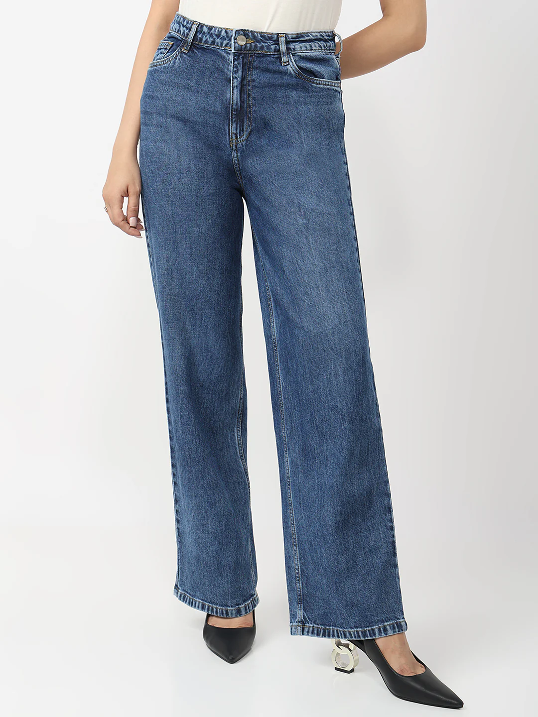 Women Blue High-Rise Straight Fit Jeans - Image 2