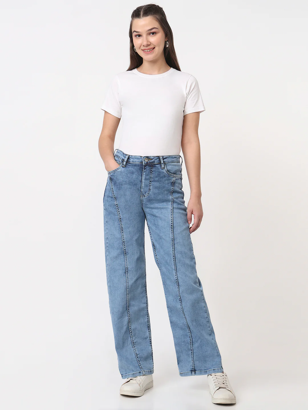 Women Blue High-Rise Straight Fit Jeans - Image 4