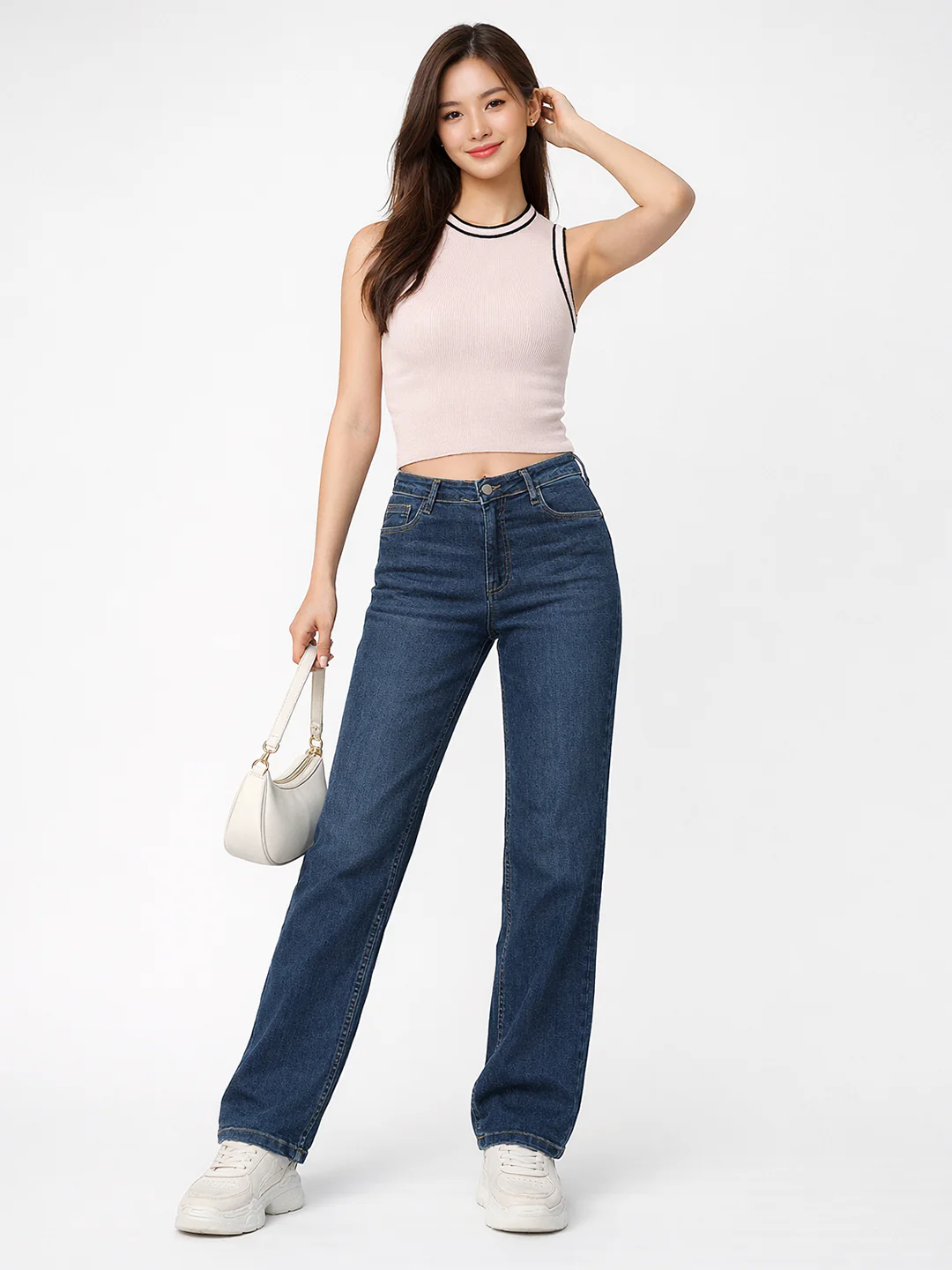 Women Blue High-Rise Straight Fit Jeans