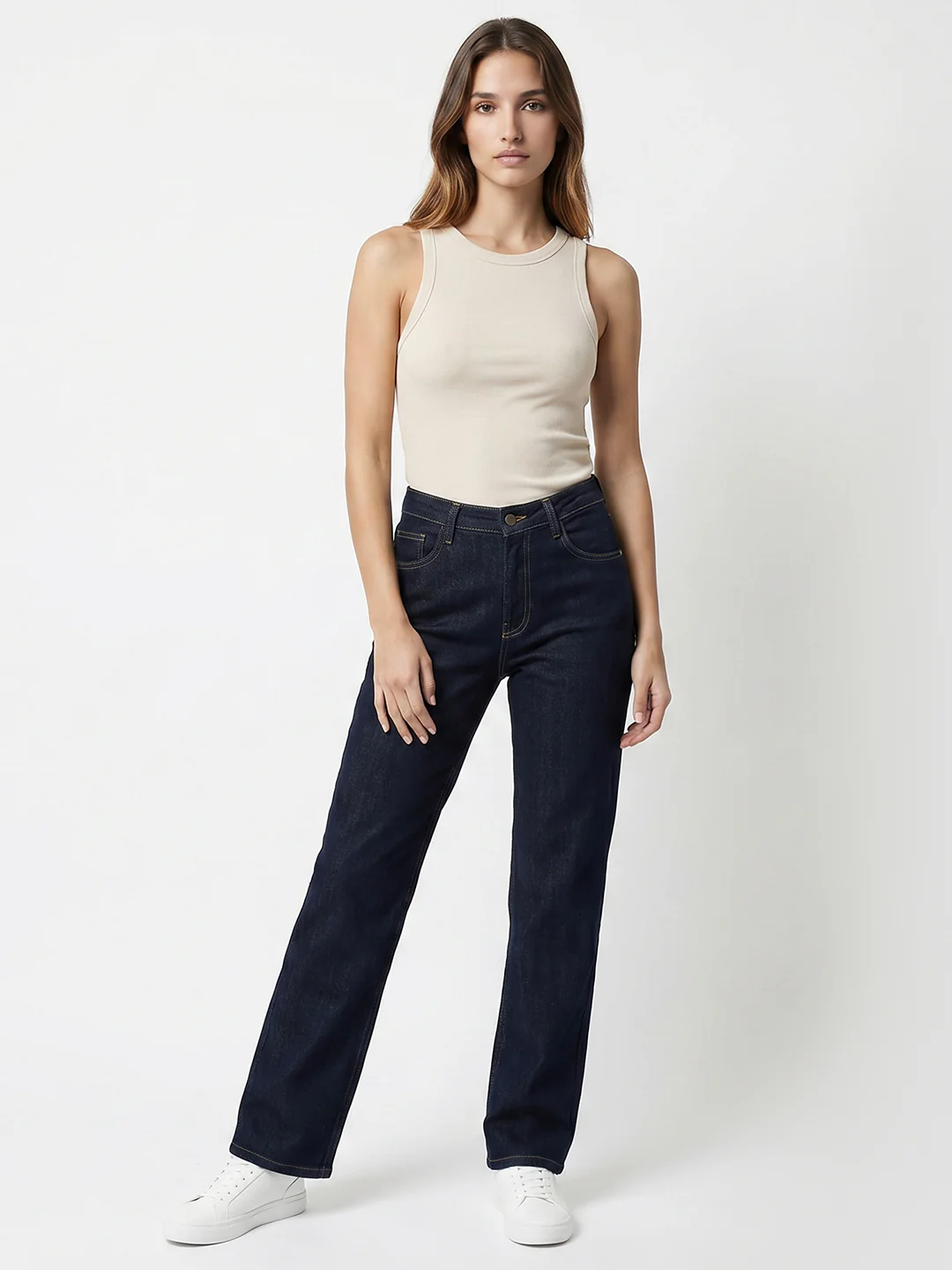 Women Blue High-Rise Straight Fit Jeans - Image 4