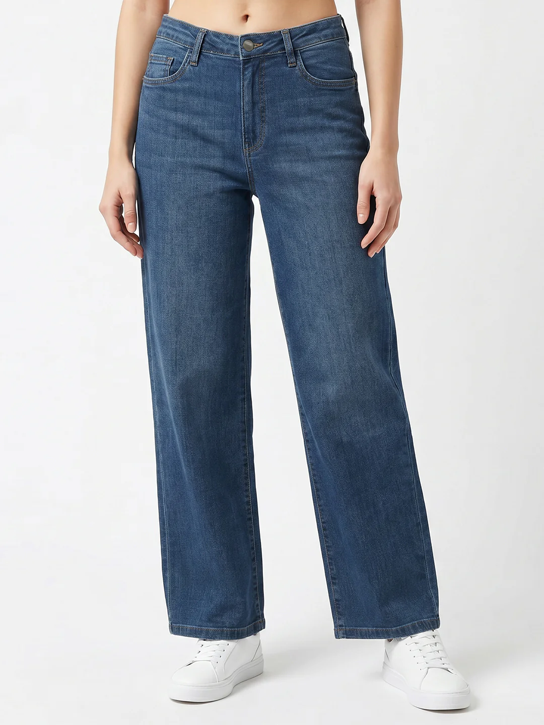Women Blue High-Rise Straight Fit Jeans - Image 2