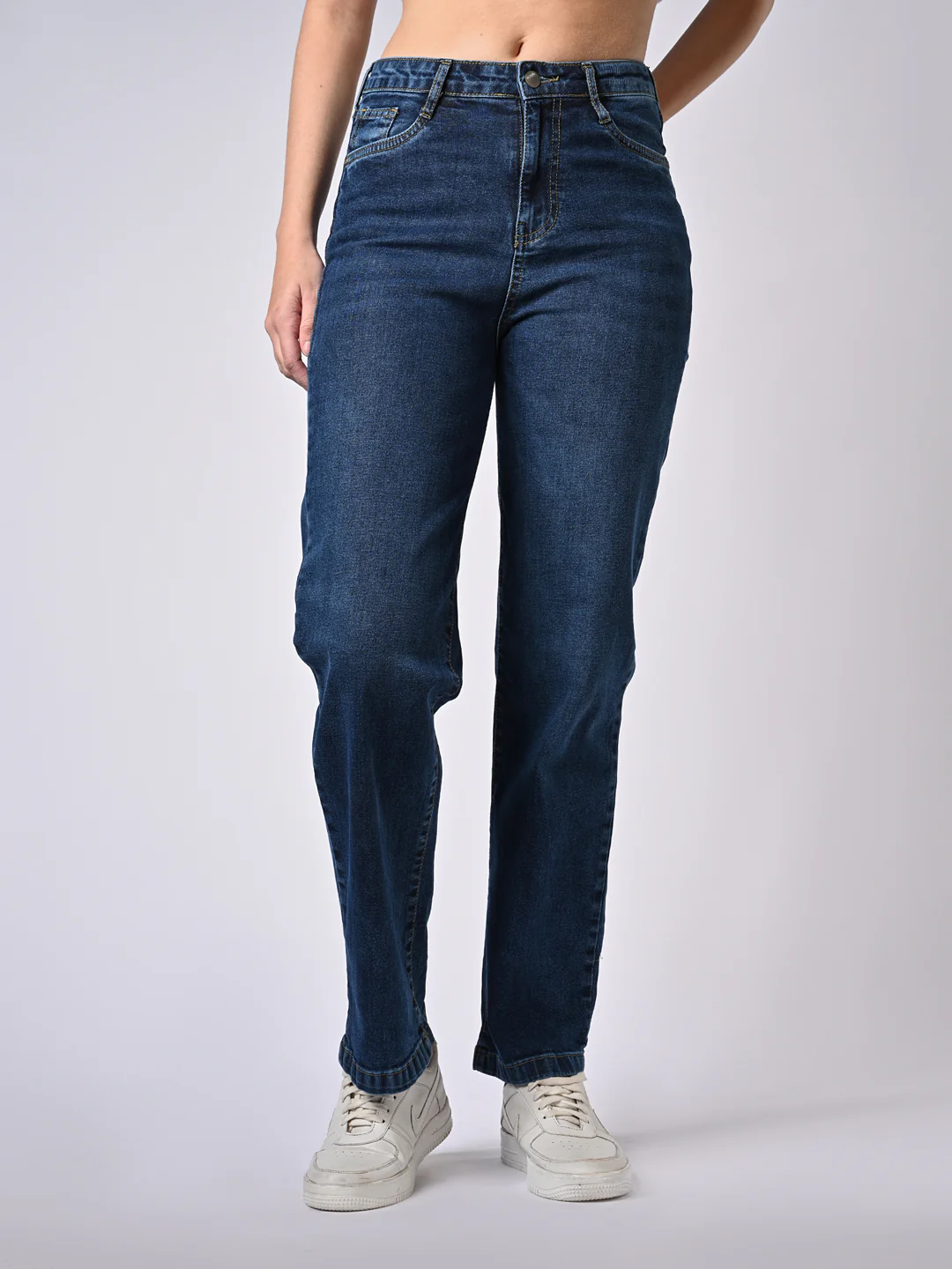 Women Blue High-Rise Straight Fit Jeans - Image 2