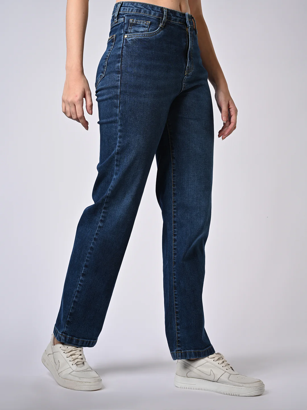 Women Blue High-Rise Straight Fit Jeans - Image 4