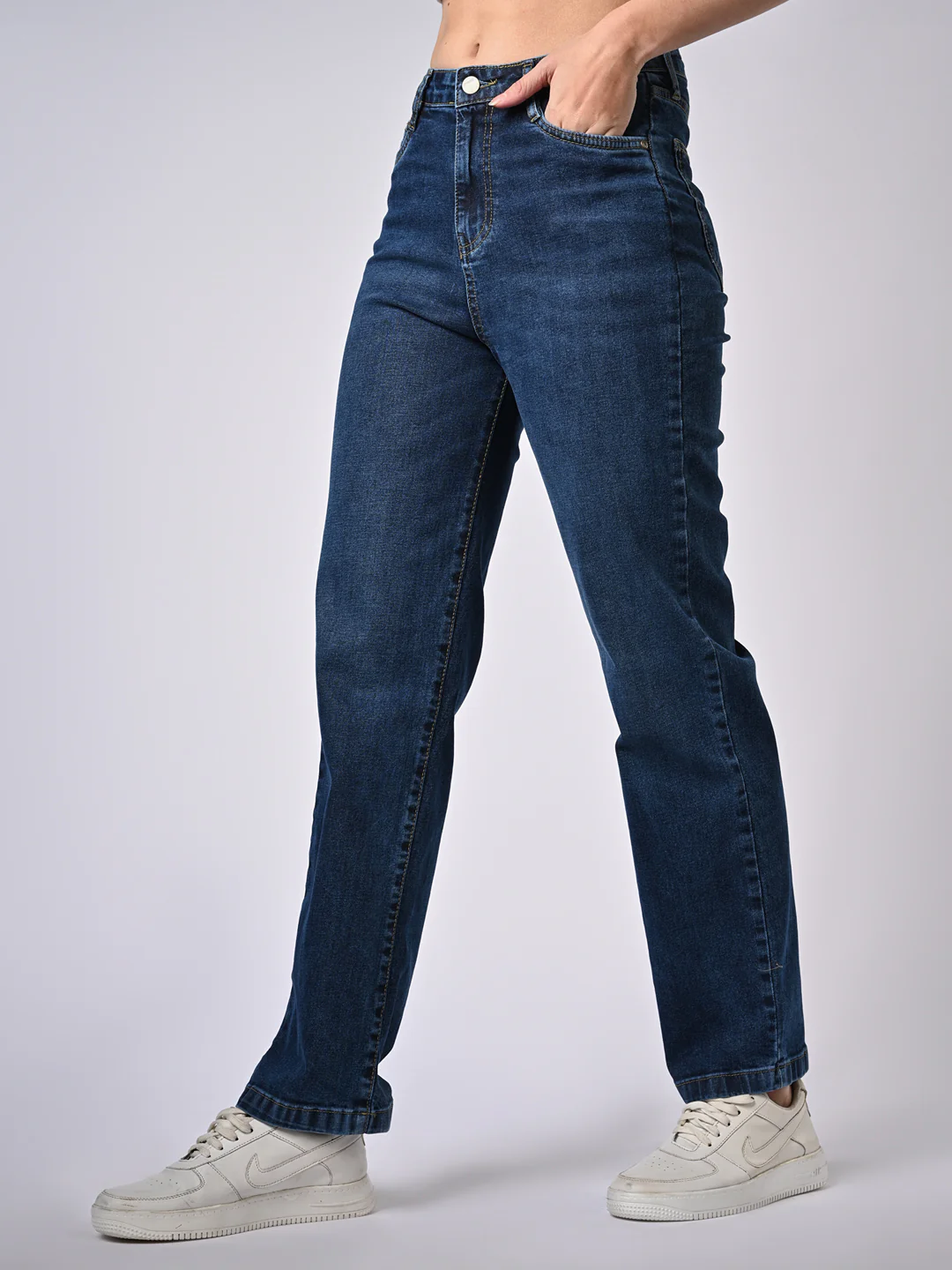 Women Blue High-Rise Straight Fit Jeans - Image 6