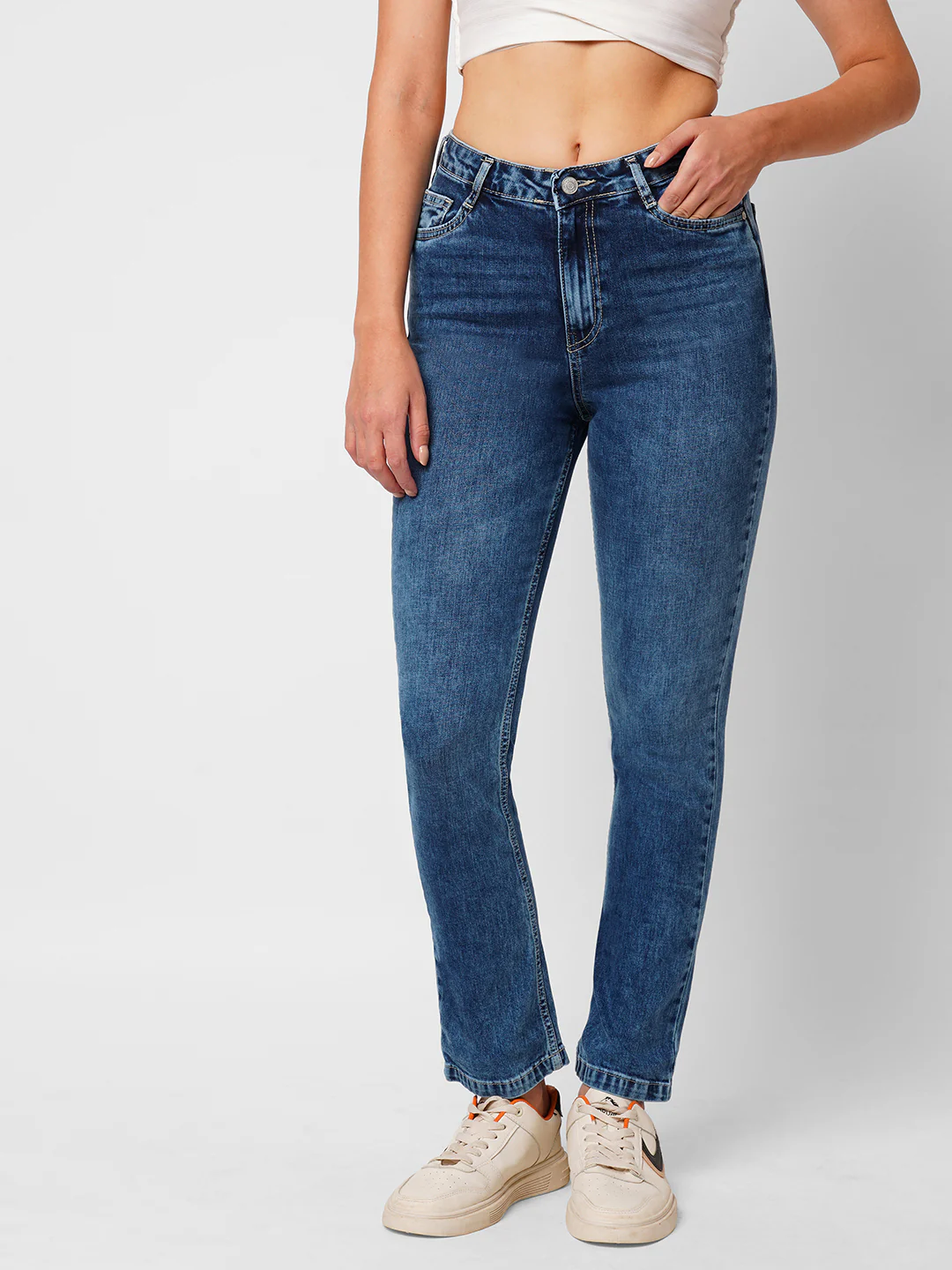 Women Blue High-Rise Straight Fit Jeans - Image 2