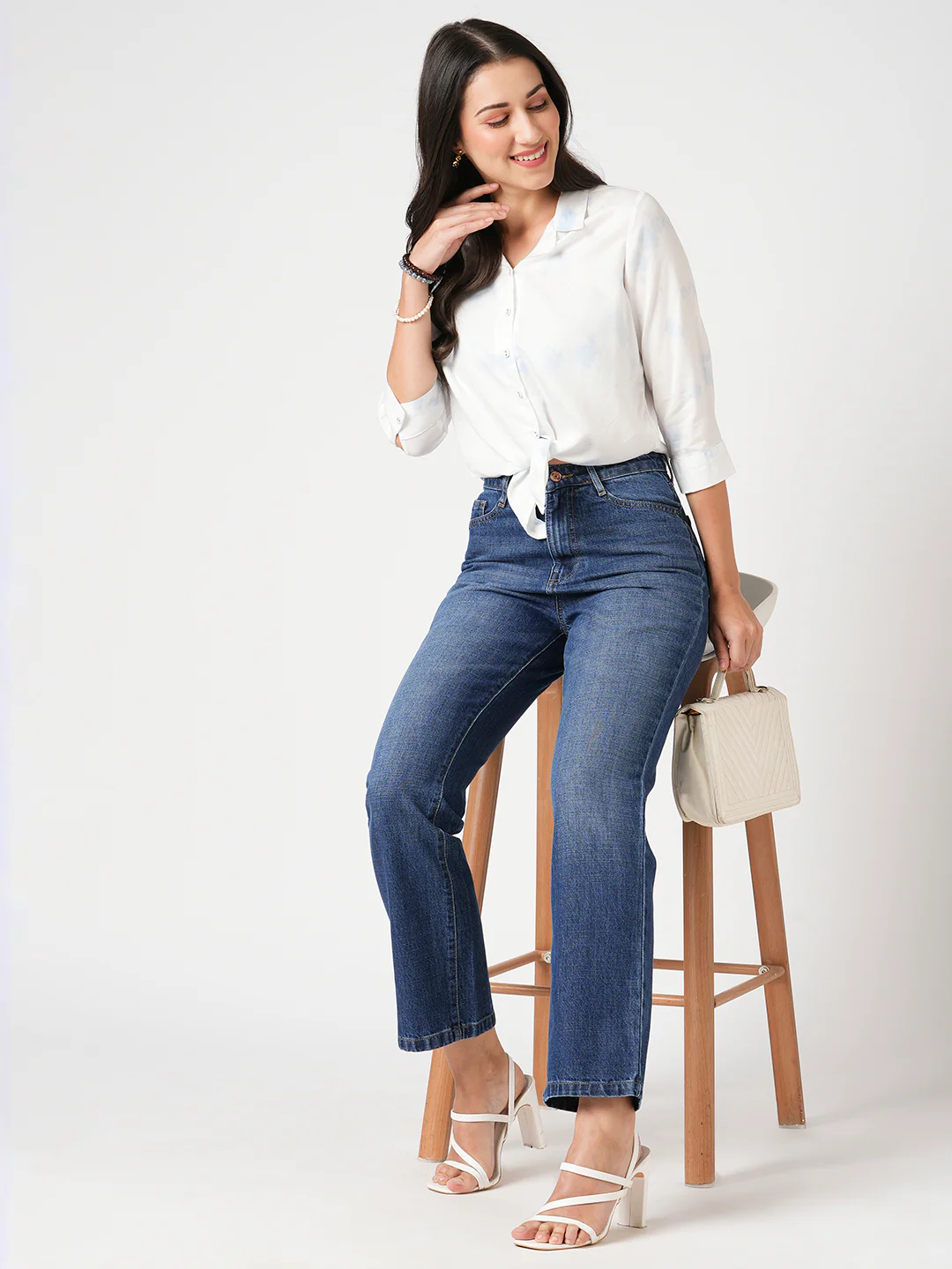 Women Blue High-Rise Straight Fit Jeans - Image 4