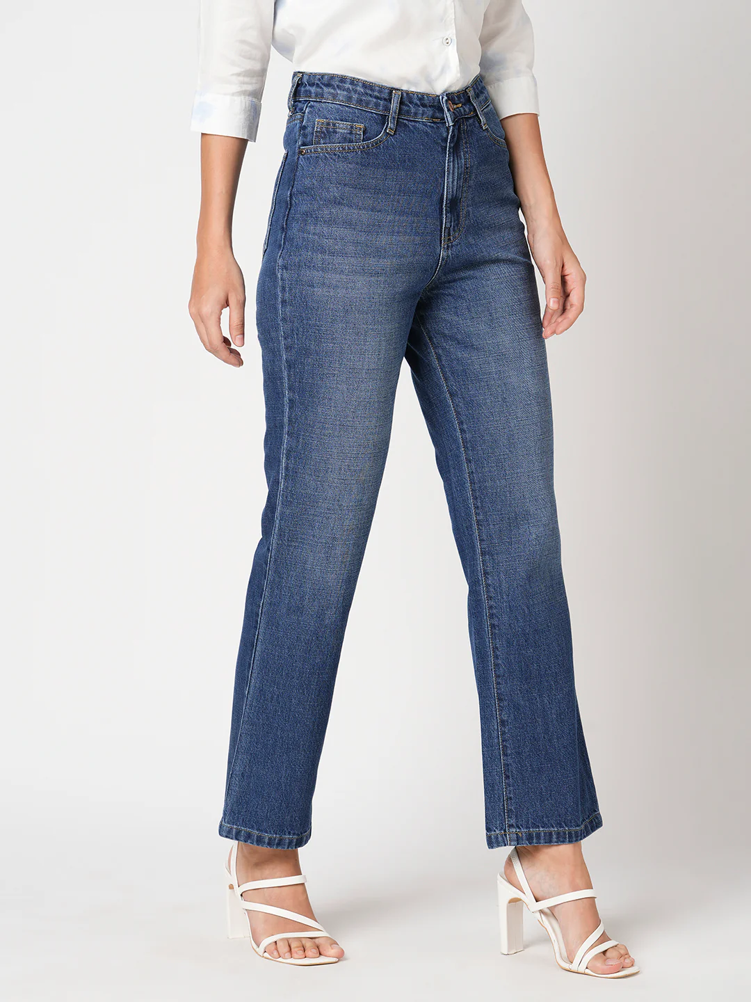 Women Blue High-Rise Straight Fit Jeans - Image 6