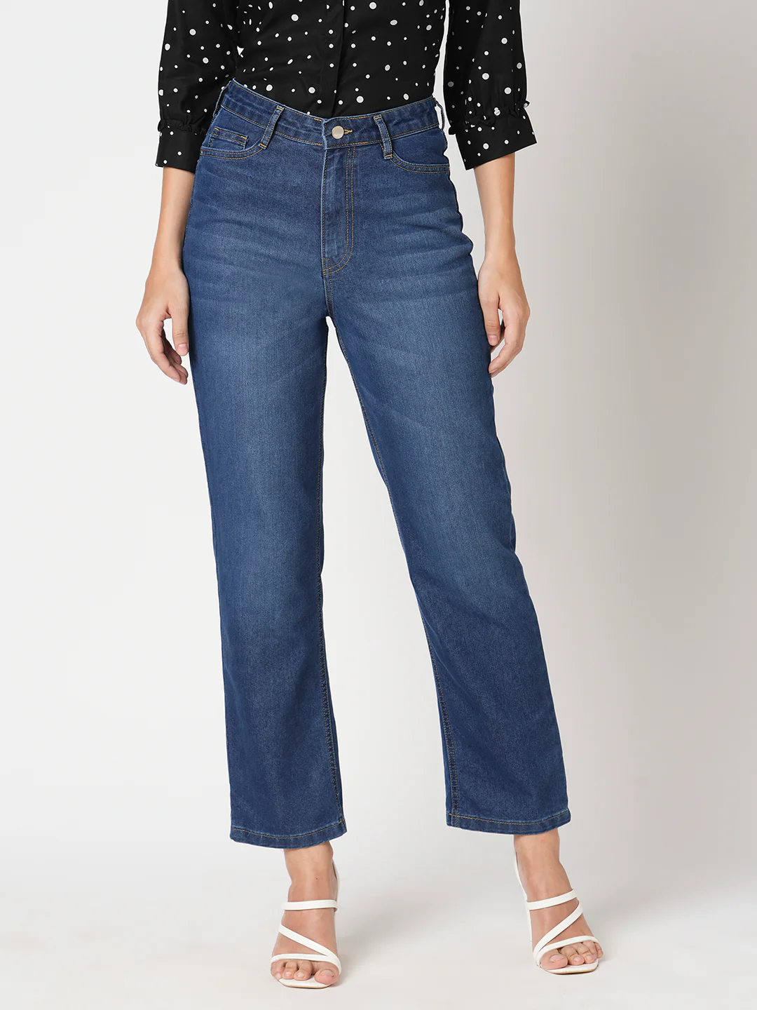 Women Blue High-Rise Straight Fit Jeans - Image 2