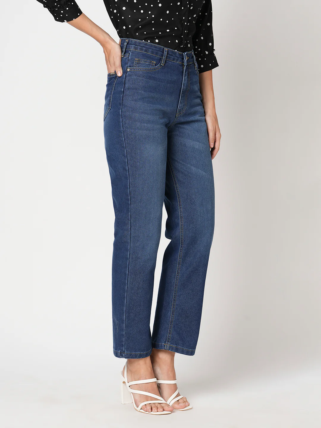 Women Blue High-Rise Straight Fit Jeans - Image 5