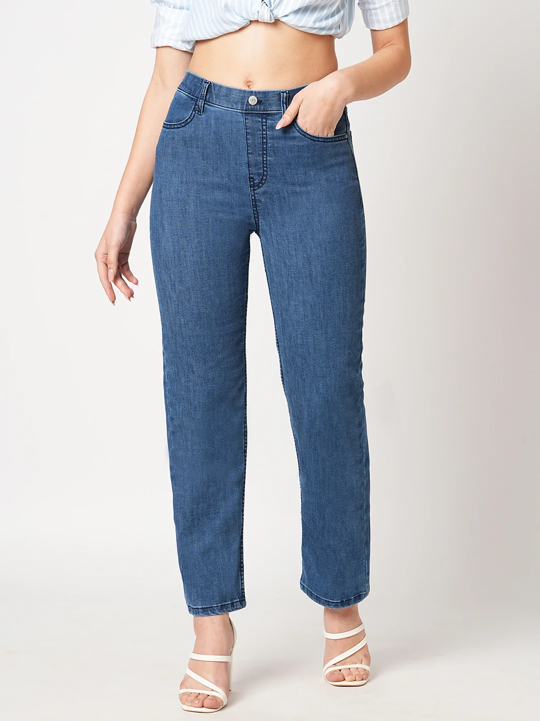 Women Blue High-Rise Straight Fit Jeans - Image 2