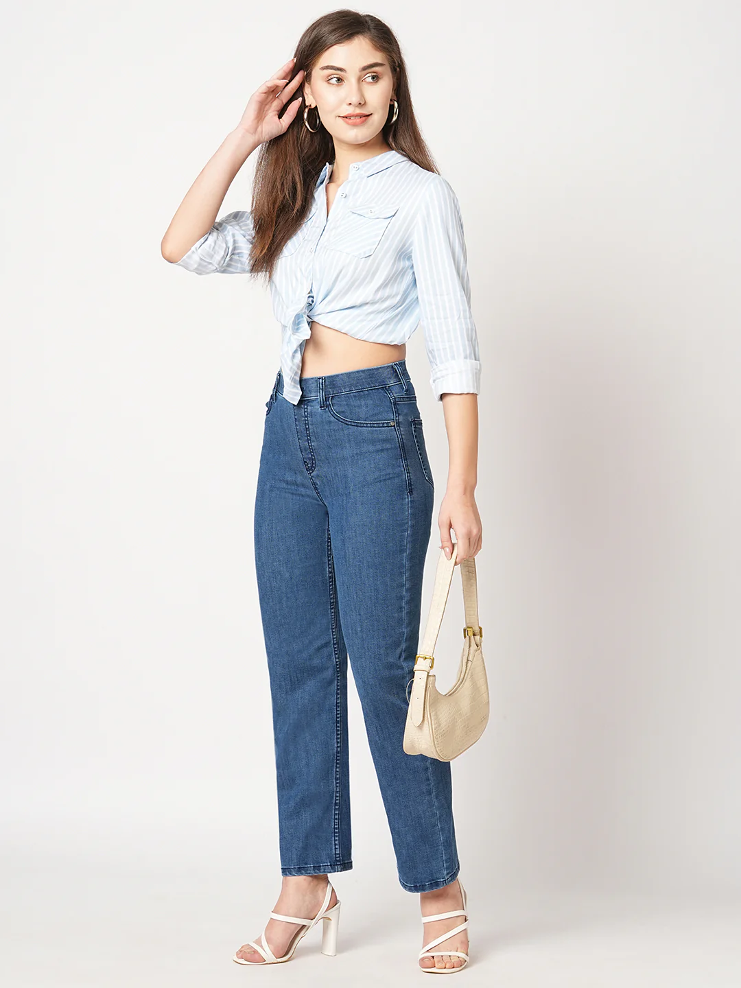 Women Blue High-Rise Straight Fit Jeans - Image 4