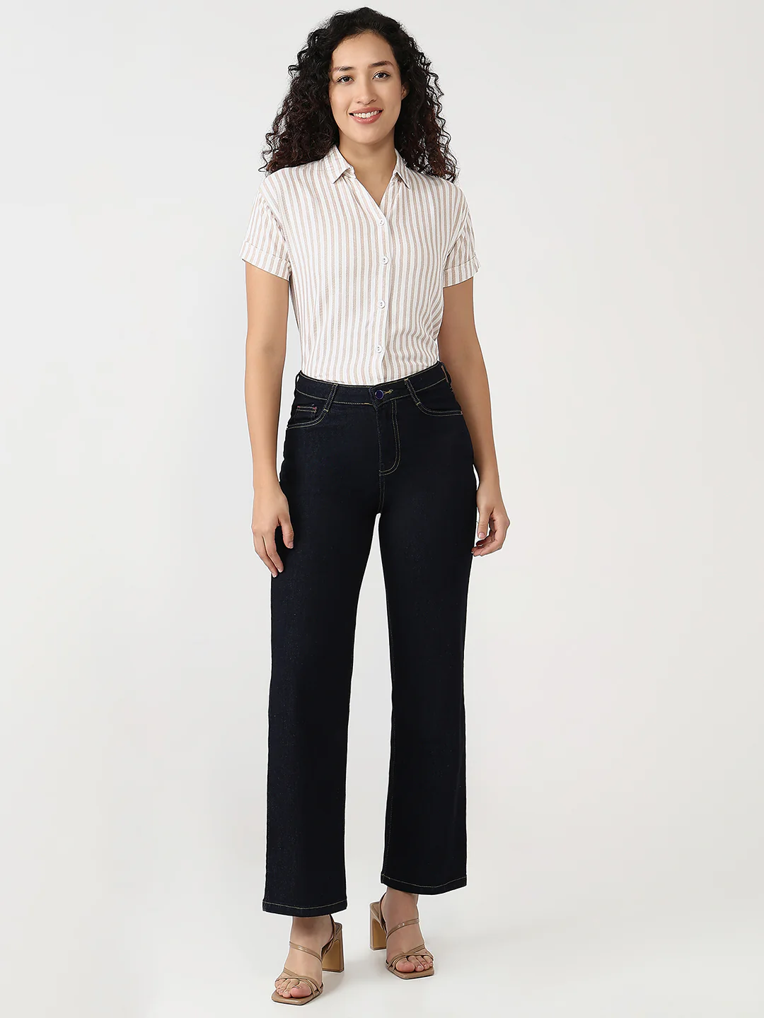Women Blue High-Rise Straight Jeans