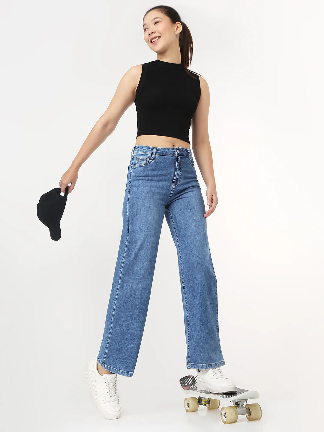 Women Blue High-Rise Straight Jeans