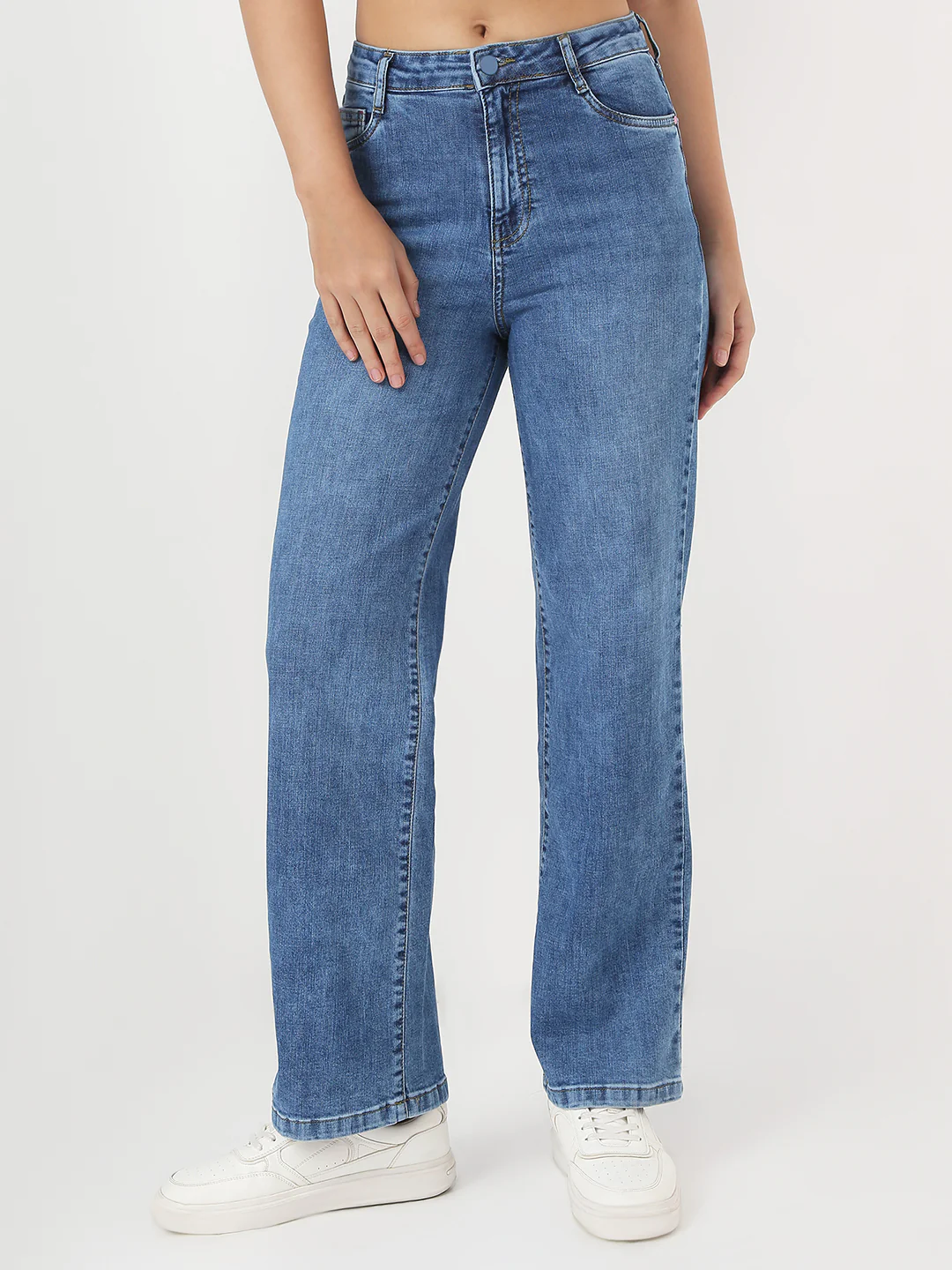 Women Blue High-Rise Straight Jeans - Image 2