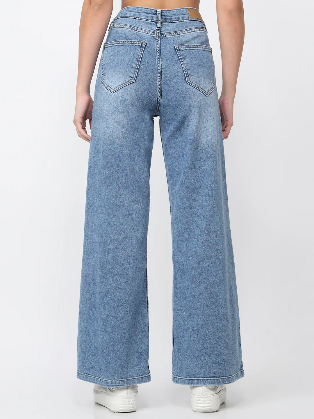 Women Blue High-Rise Super Wide Leg Jeans - Image 3