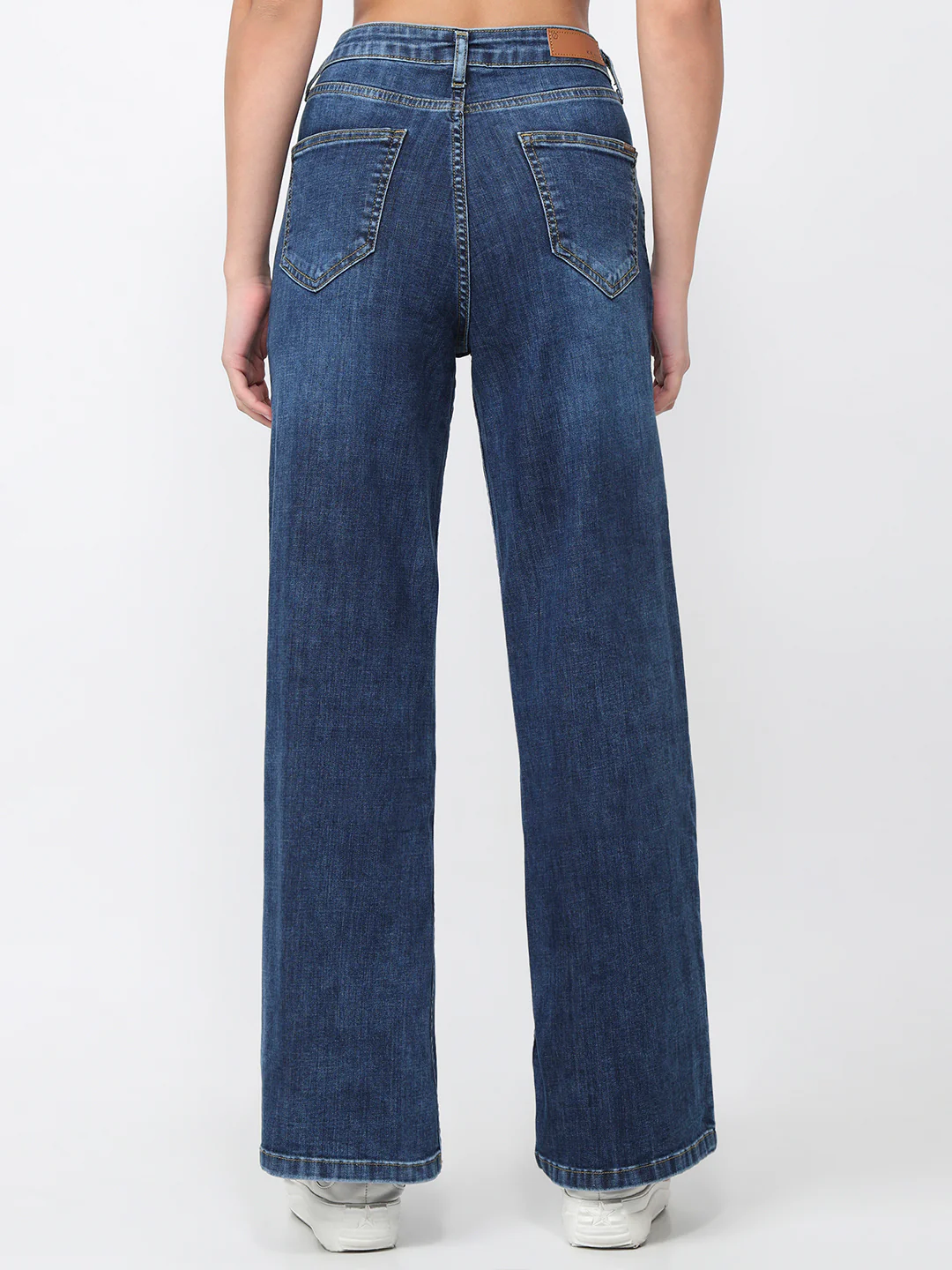 Women Blue High-Rise Super Wide Leg Jeans - Image 3