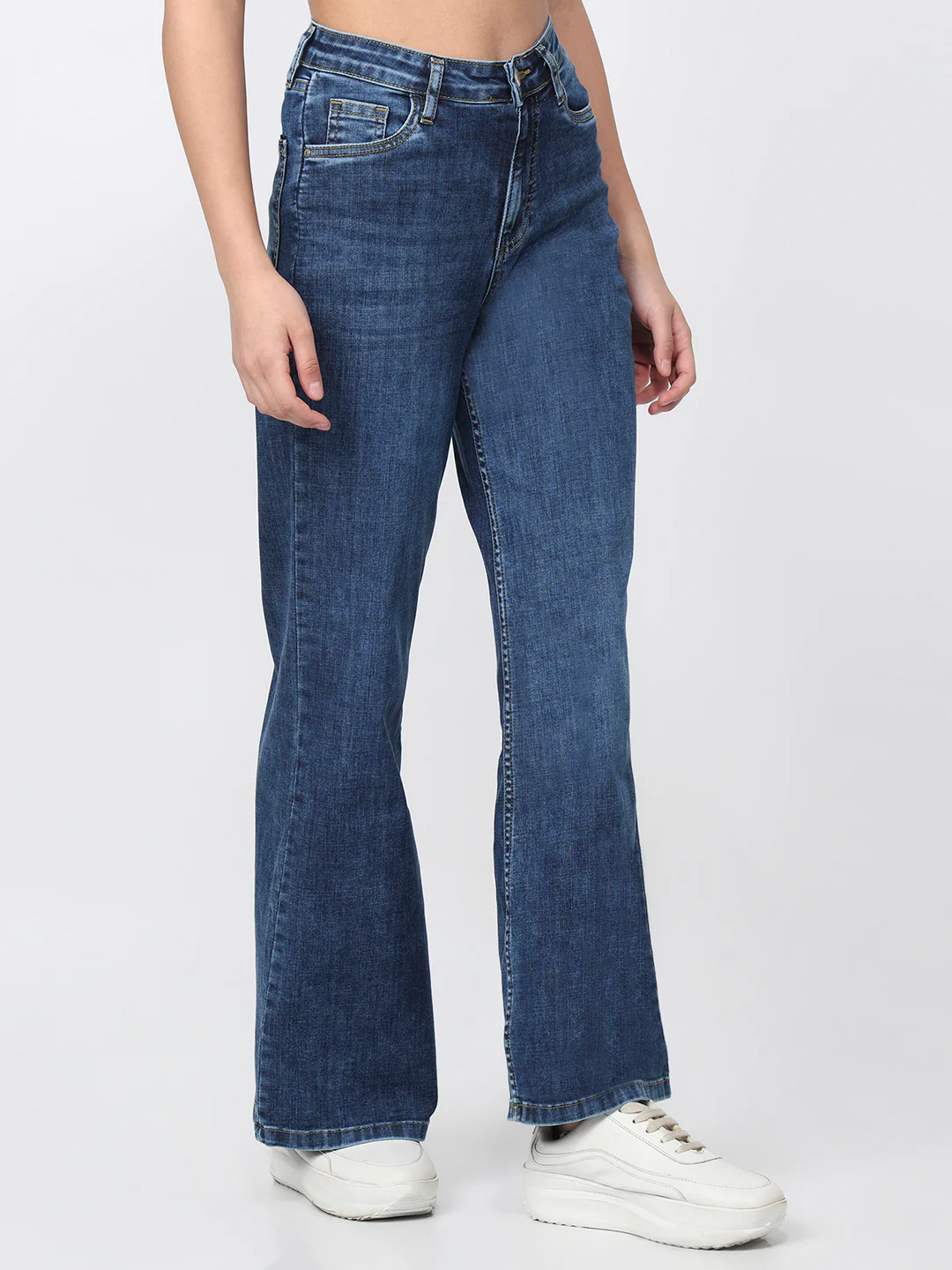 Women Blue High-Rise Super Wide Leg Jeans - Image 6