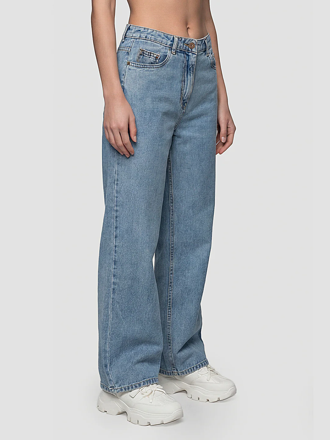 Women Blue High-Rise Super Wide Leg Jeans - Image 4