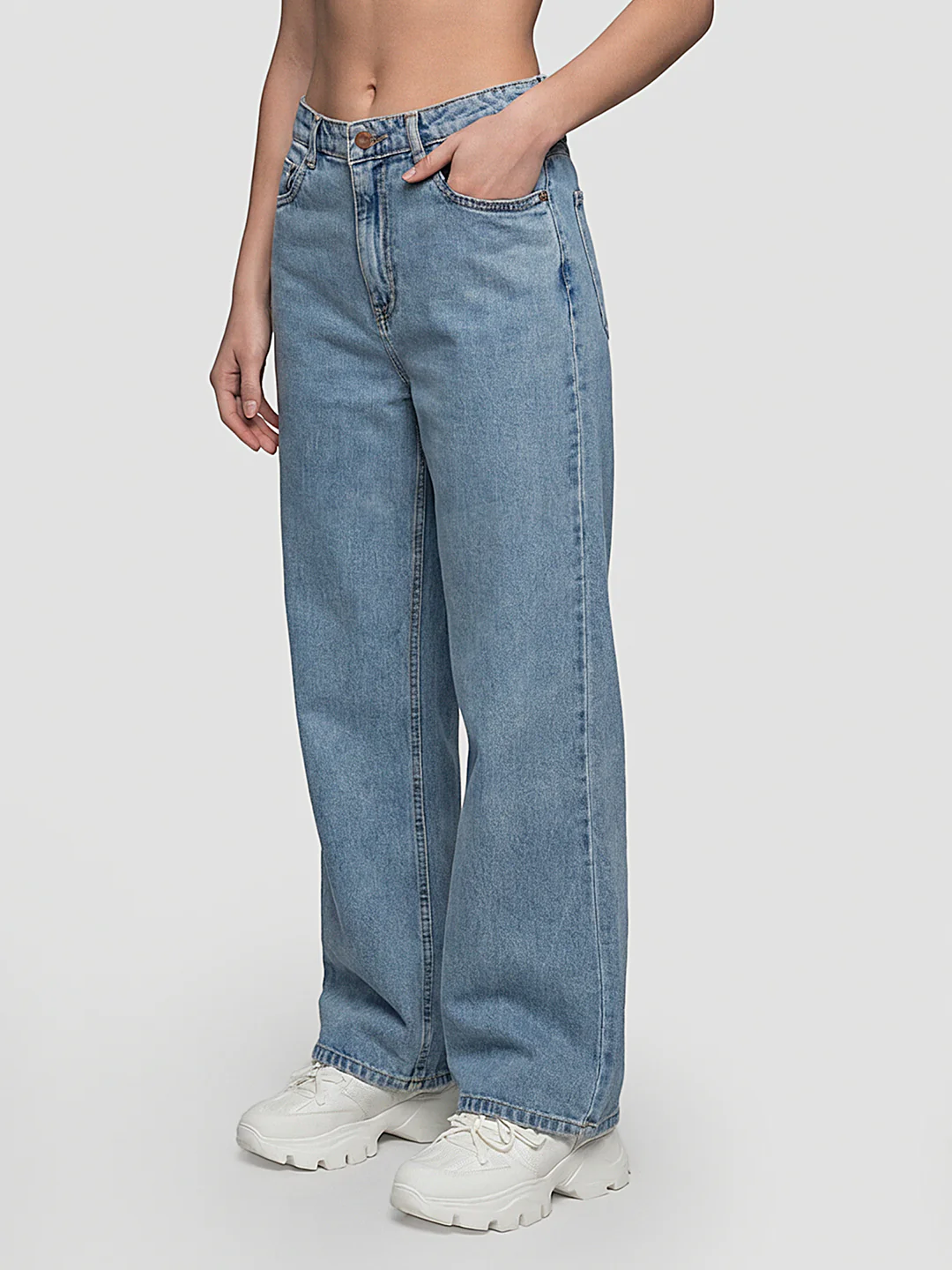 Women Blue High-Rise Super Wide Leg Jeans - Image 5