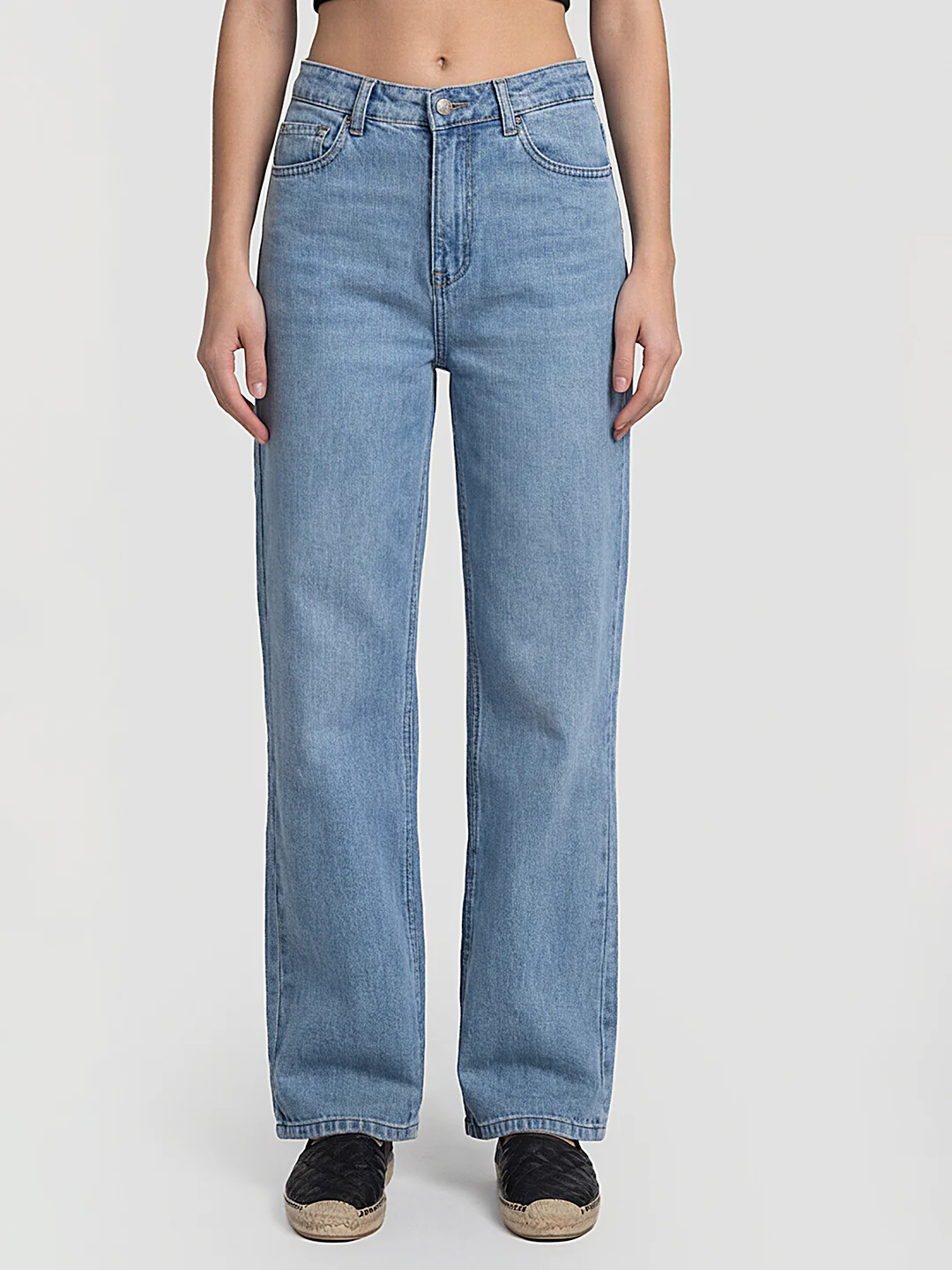 Women Blue High-Rise Super Wide Leg Jeans - Image 2
