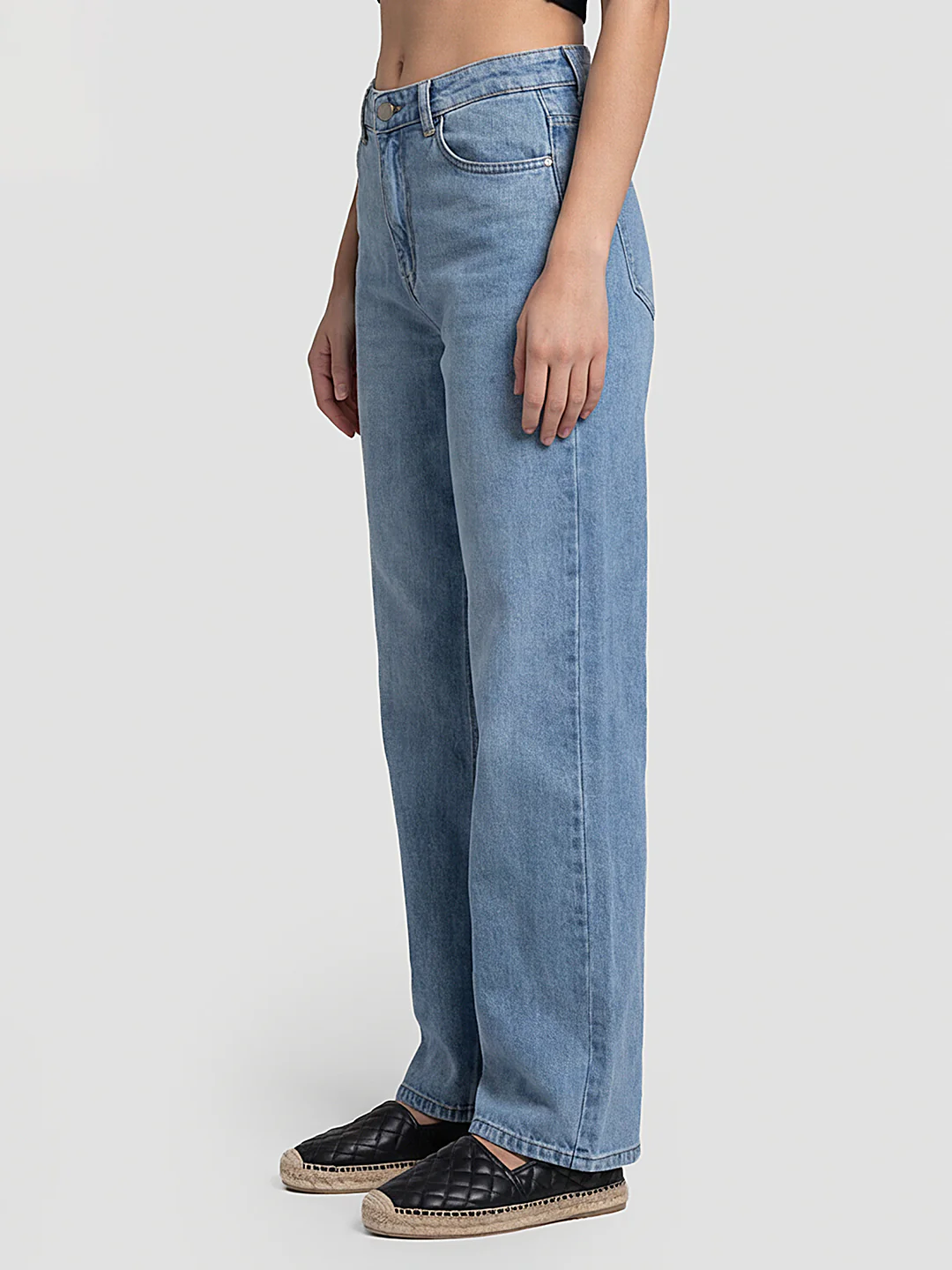 Women Blue High-Rise Super Wide Leg Jeans - Image 5