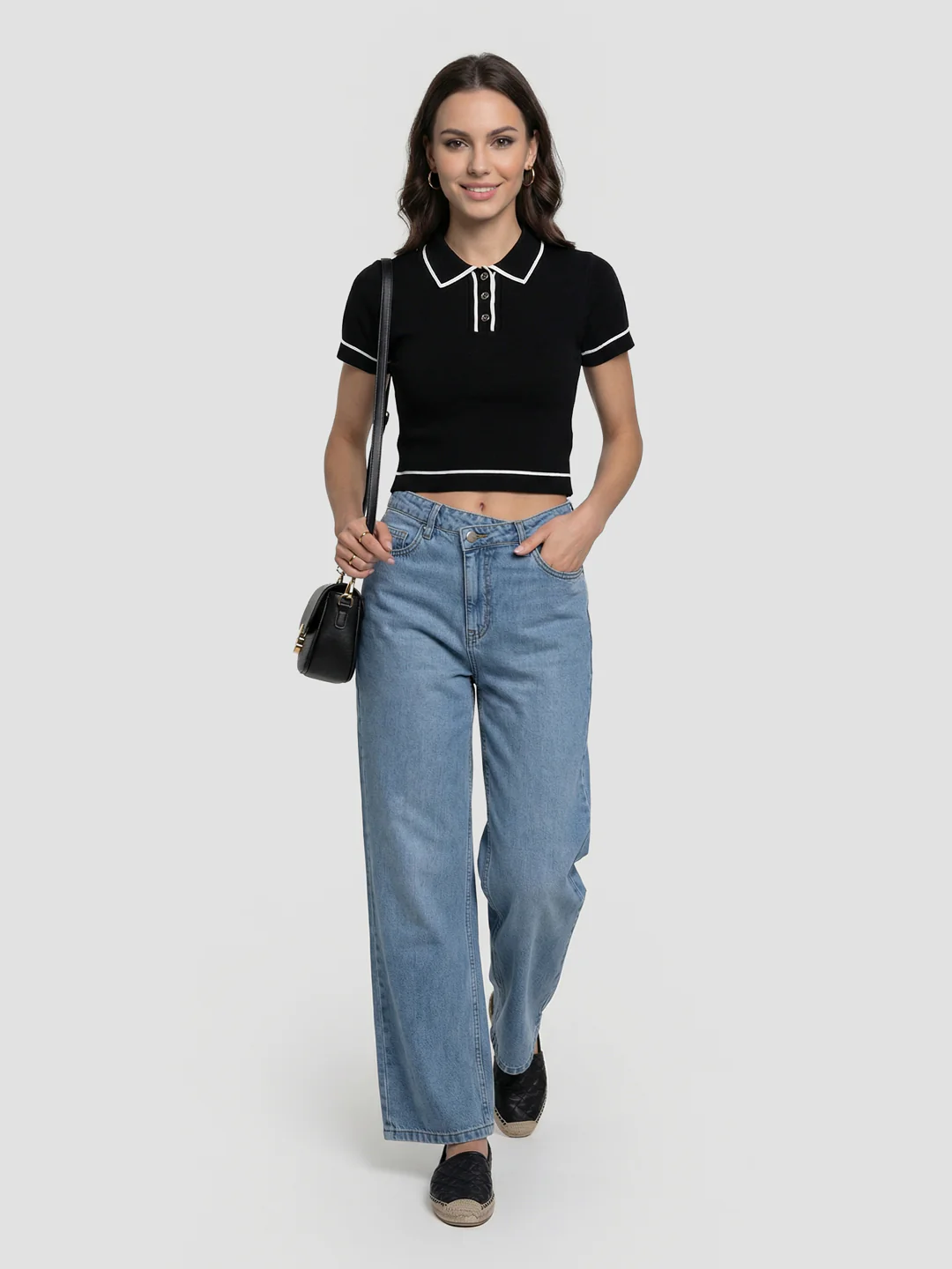 Women Blue High-Rise Super Wide Leg Jeans - Image 7