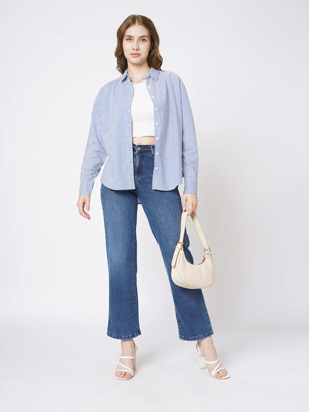 Women Blue High-Rise Wide Leg Jeans - Image 2