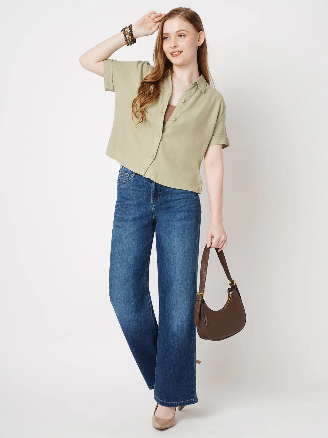 Women Blue High-Rise Wide Leg Jeans - Image 3