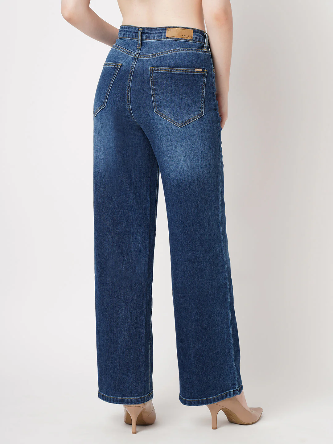 Women Blue High-Rise Wide Leg Jeans - Image 4
