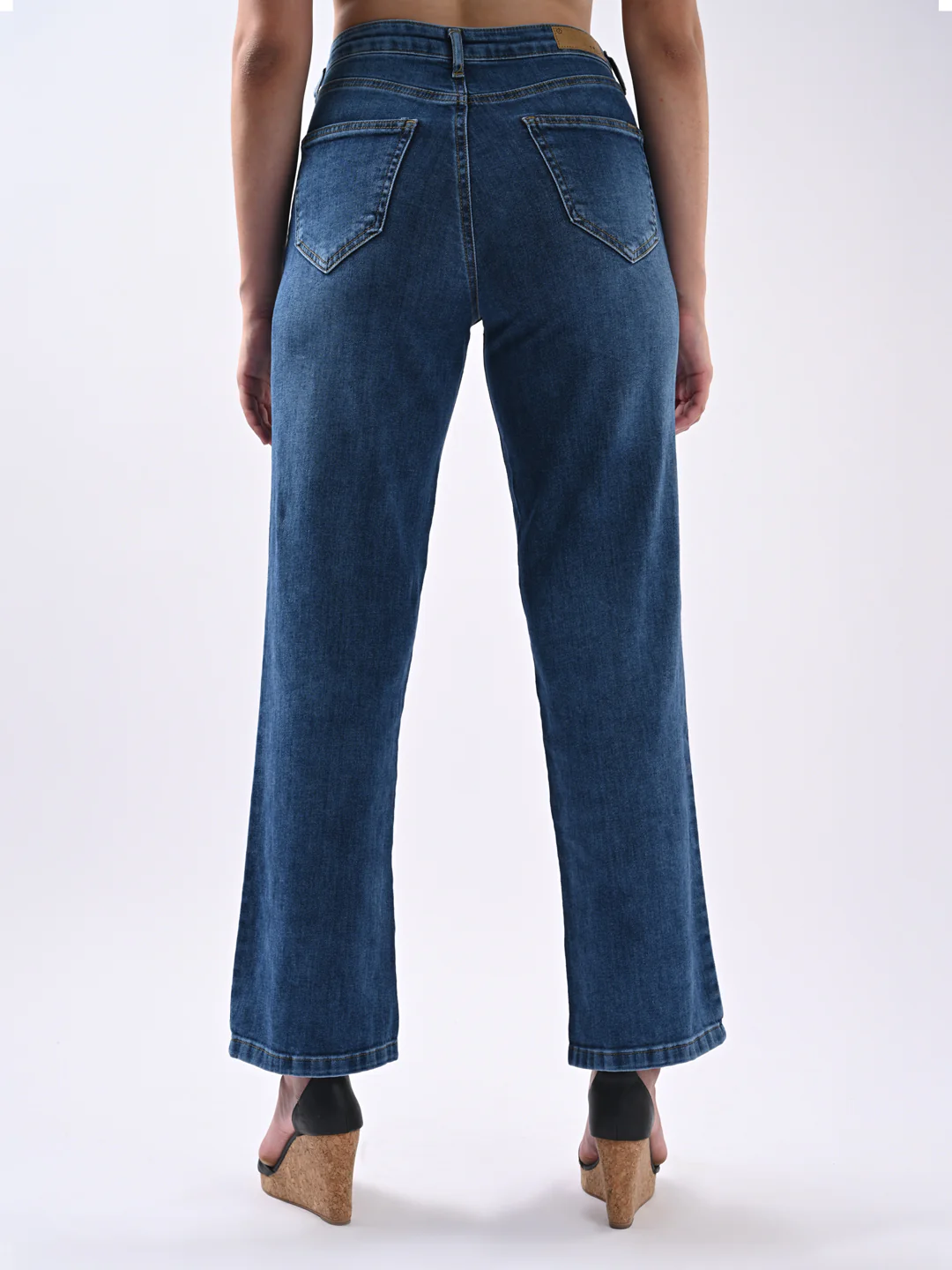 Women Blue High-Rise Wide Leg Jeans - Image 3