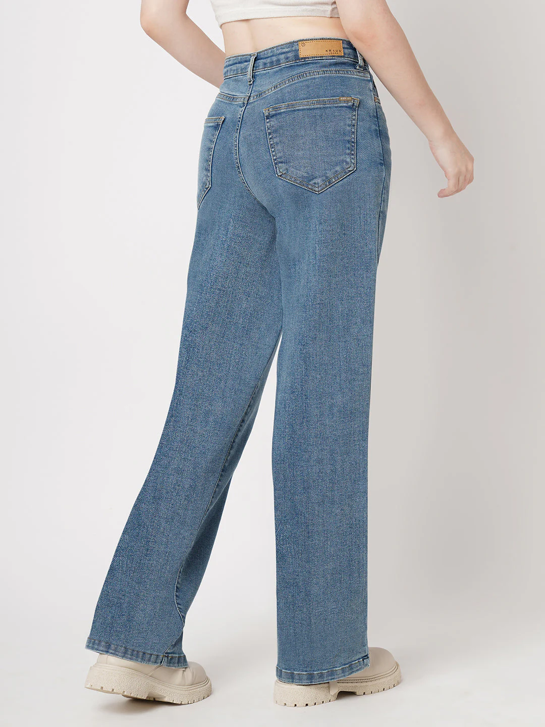 Women Blue High-Rise Wide Leg Jeans - Image 3