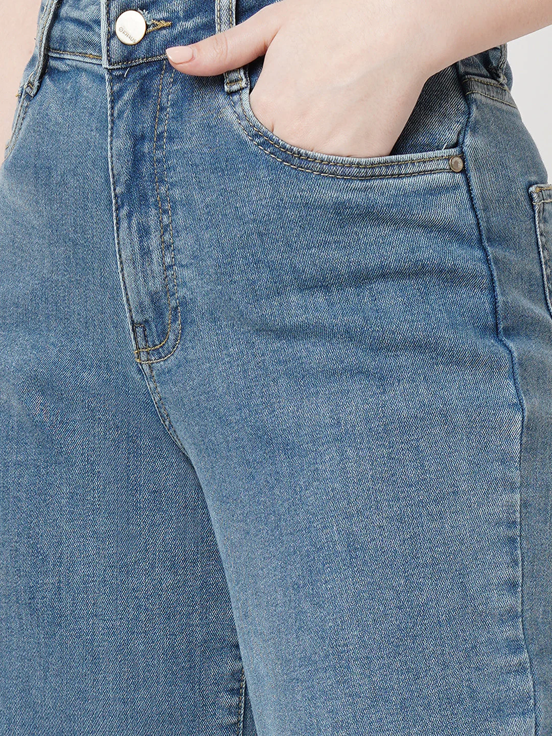 Women Blue High-Rise Wide Leg Jeans - Image 6